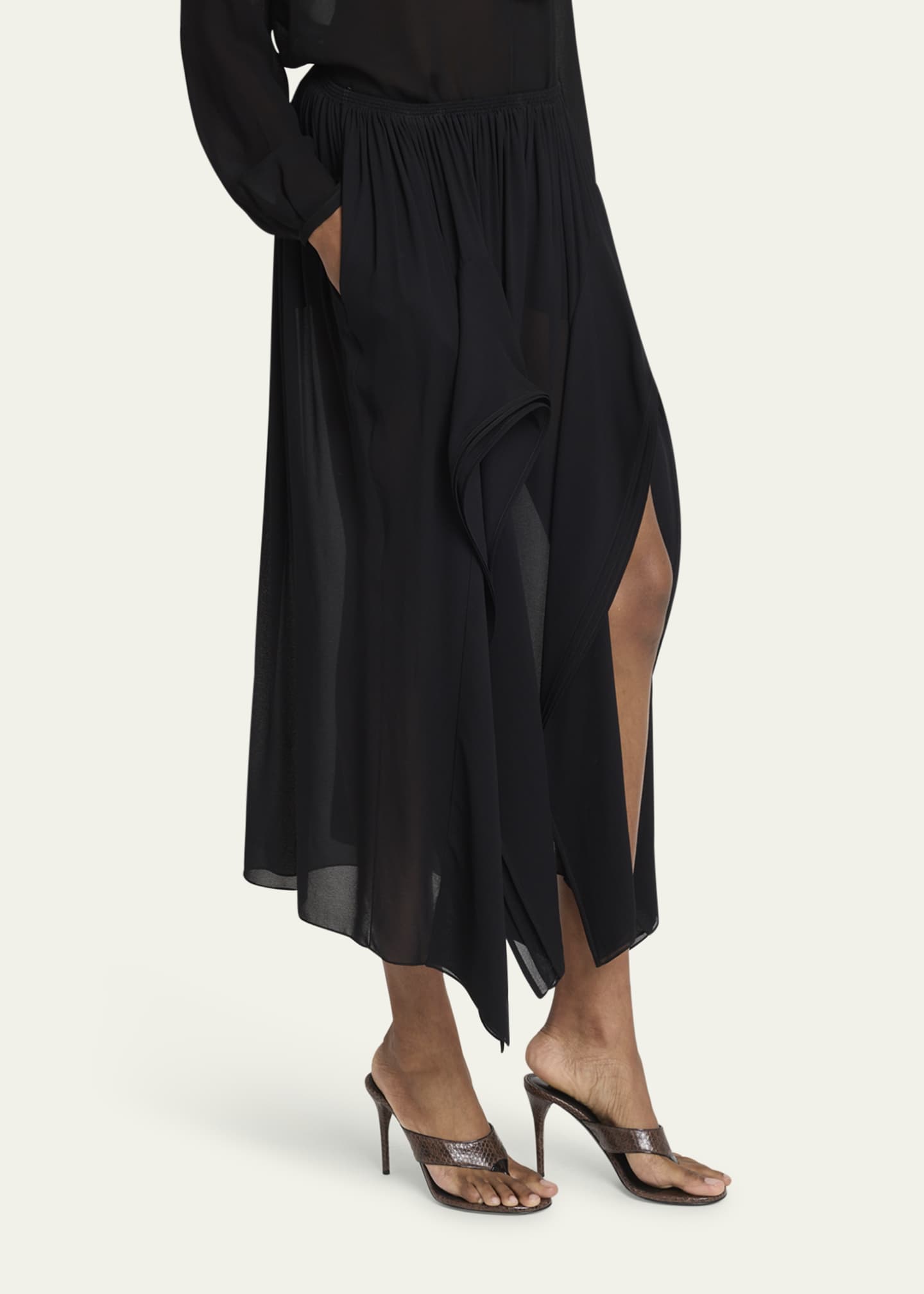 ALAIA Ruffle Slit Pull-On Pants Image 4 of 5