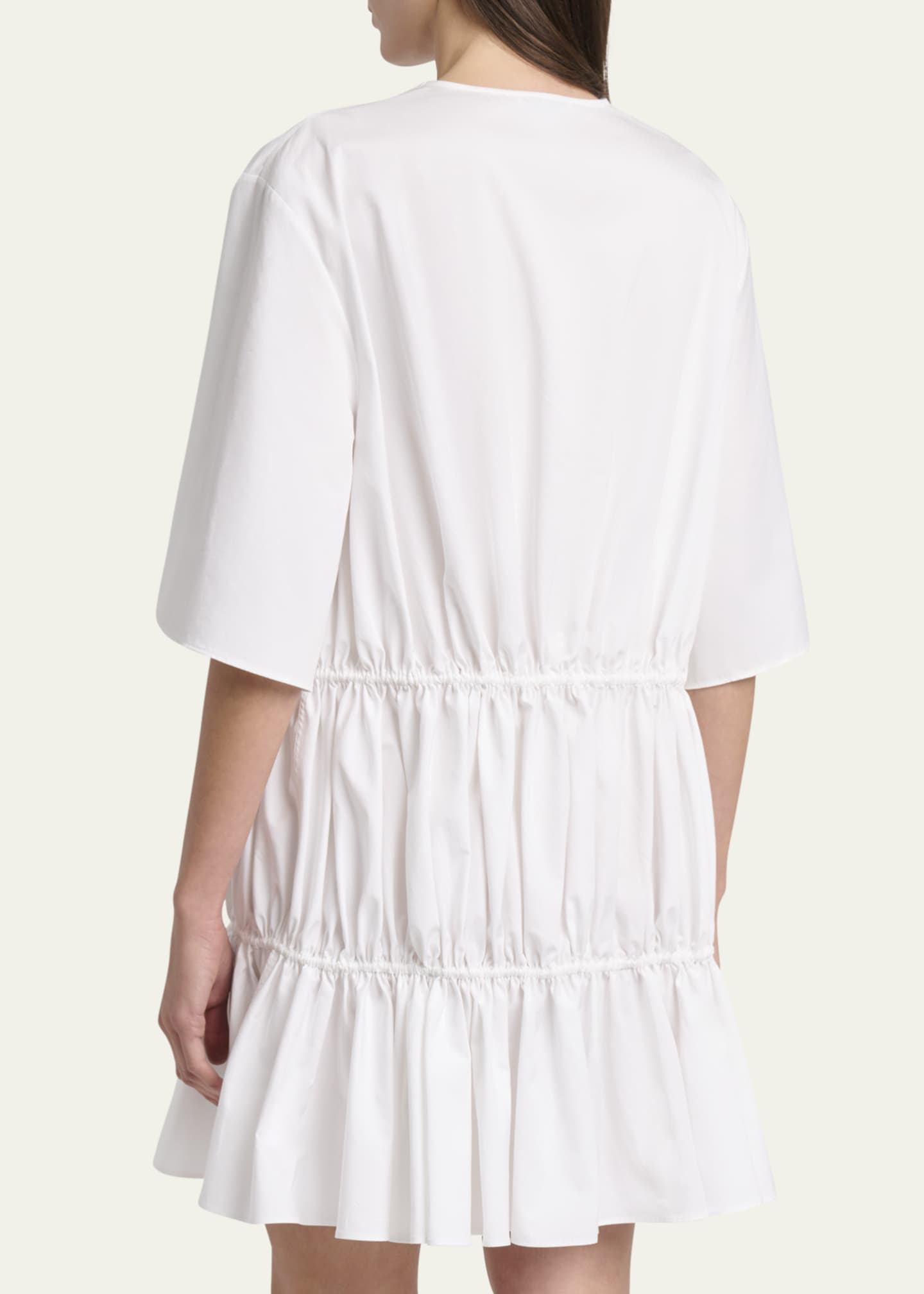 ALAIA Short-Sleeve Tiered Tie Mini Dress Image 3 of 5
