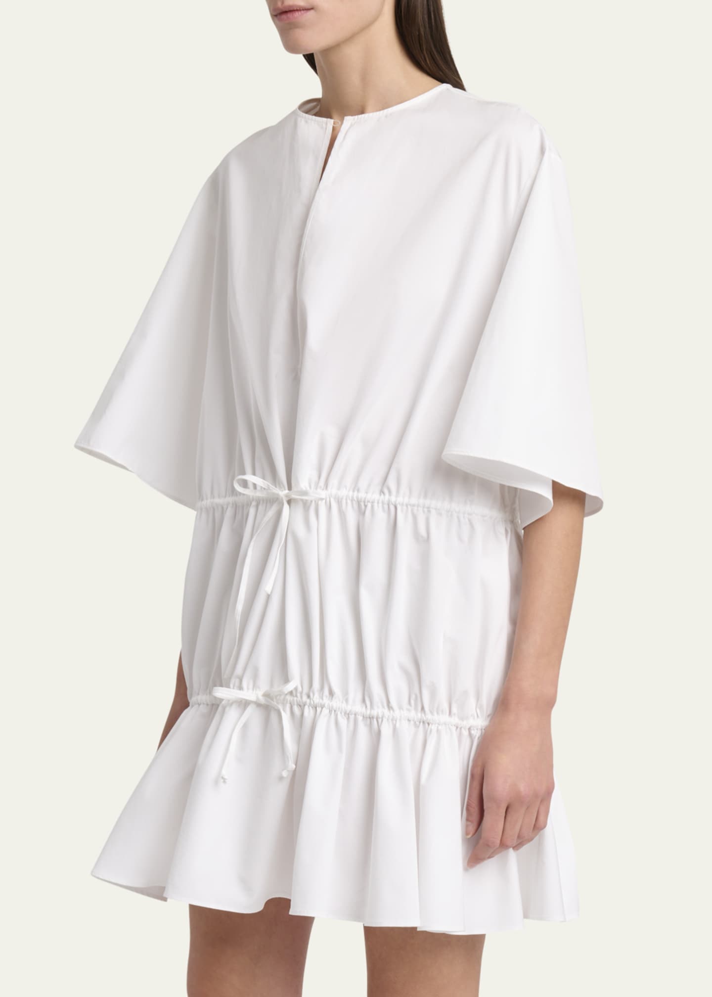 ALAIA Short-Sleeve Tiered Tie Mini Dress Image 4 of 5