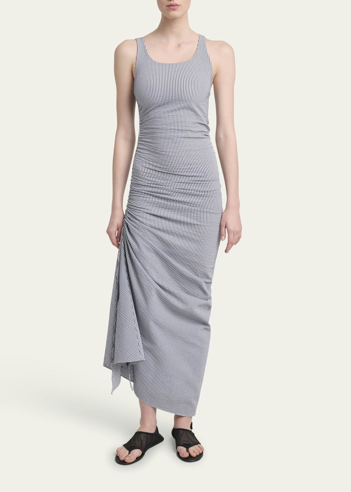 ALAIA Sleeveless Ruched Tank Maxi Dress Image 2 of 5