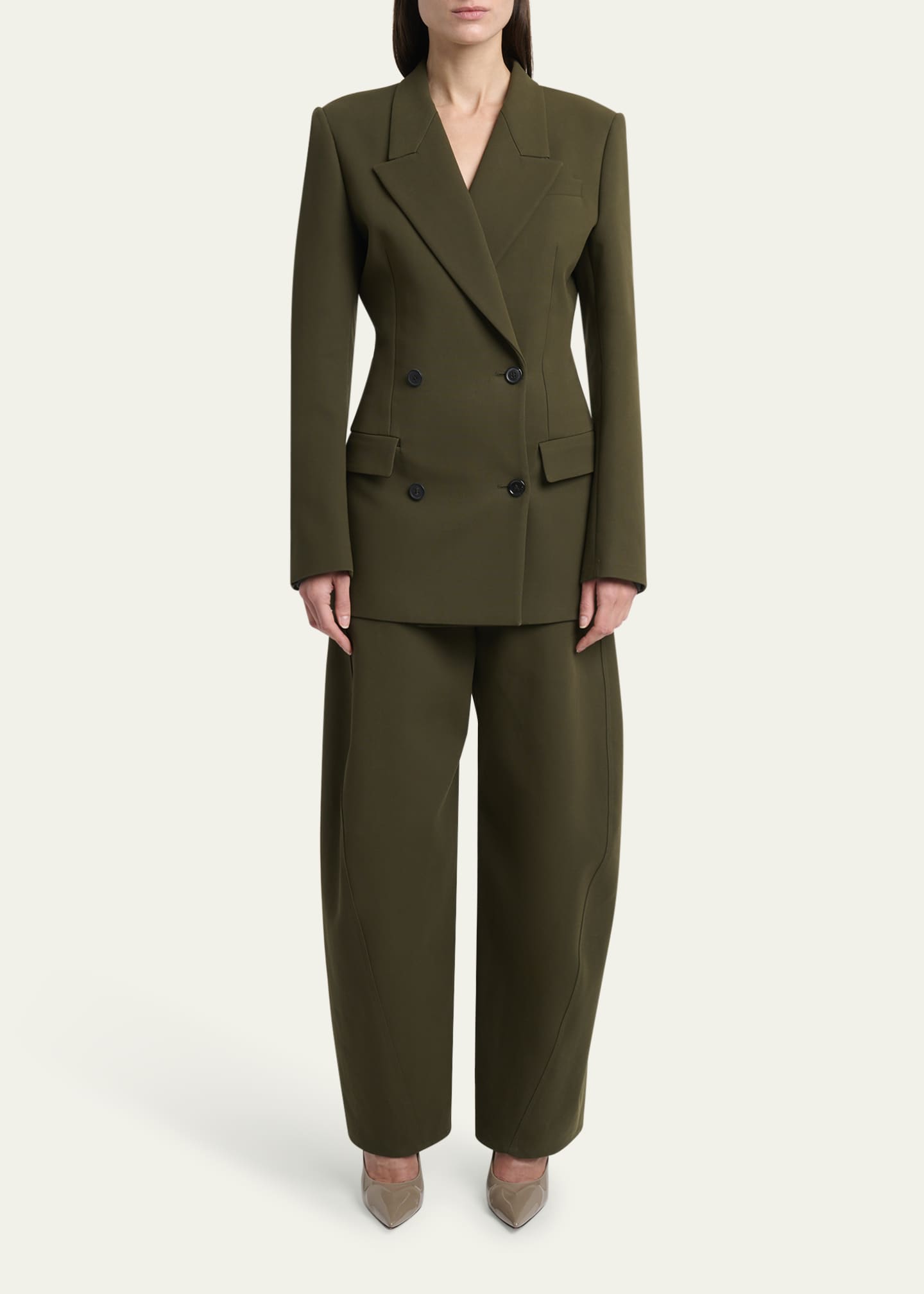 ALAIA Tailored Double-Breasted Cotton Blazer Image 2 of 5