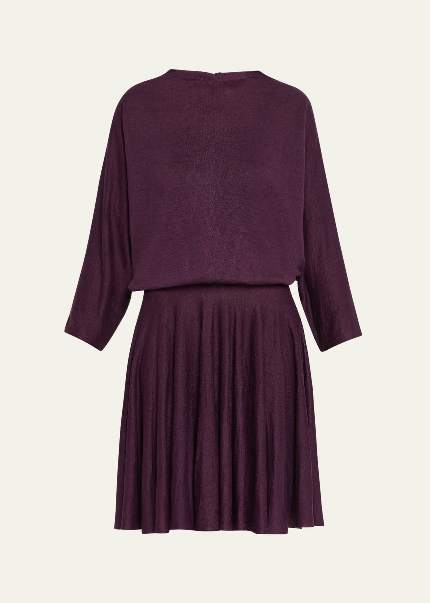 ALAIA Fine Gauge Linen 3/4-Sleeve Skater Dress Image 1 of 5