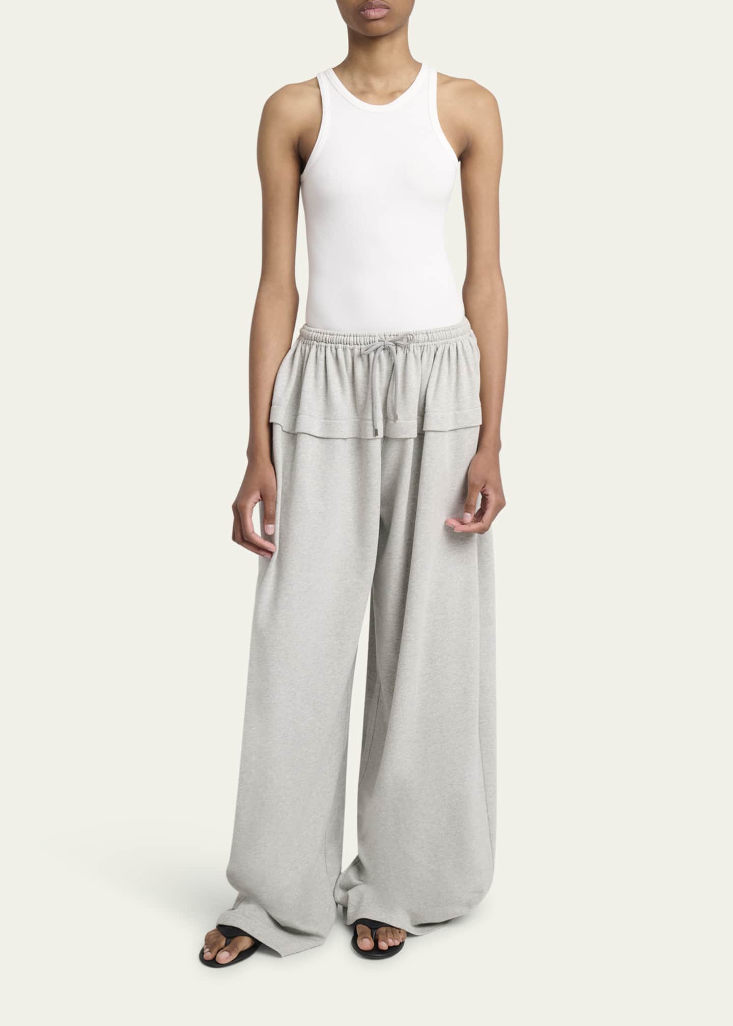 パンツ Alaia pants Alaïa Ruffle detail high-rise wide-leg pants | The Fashion