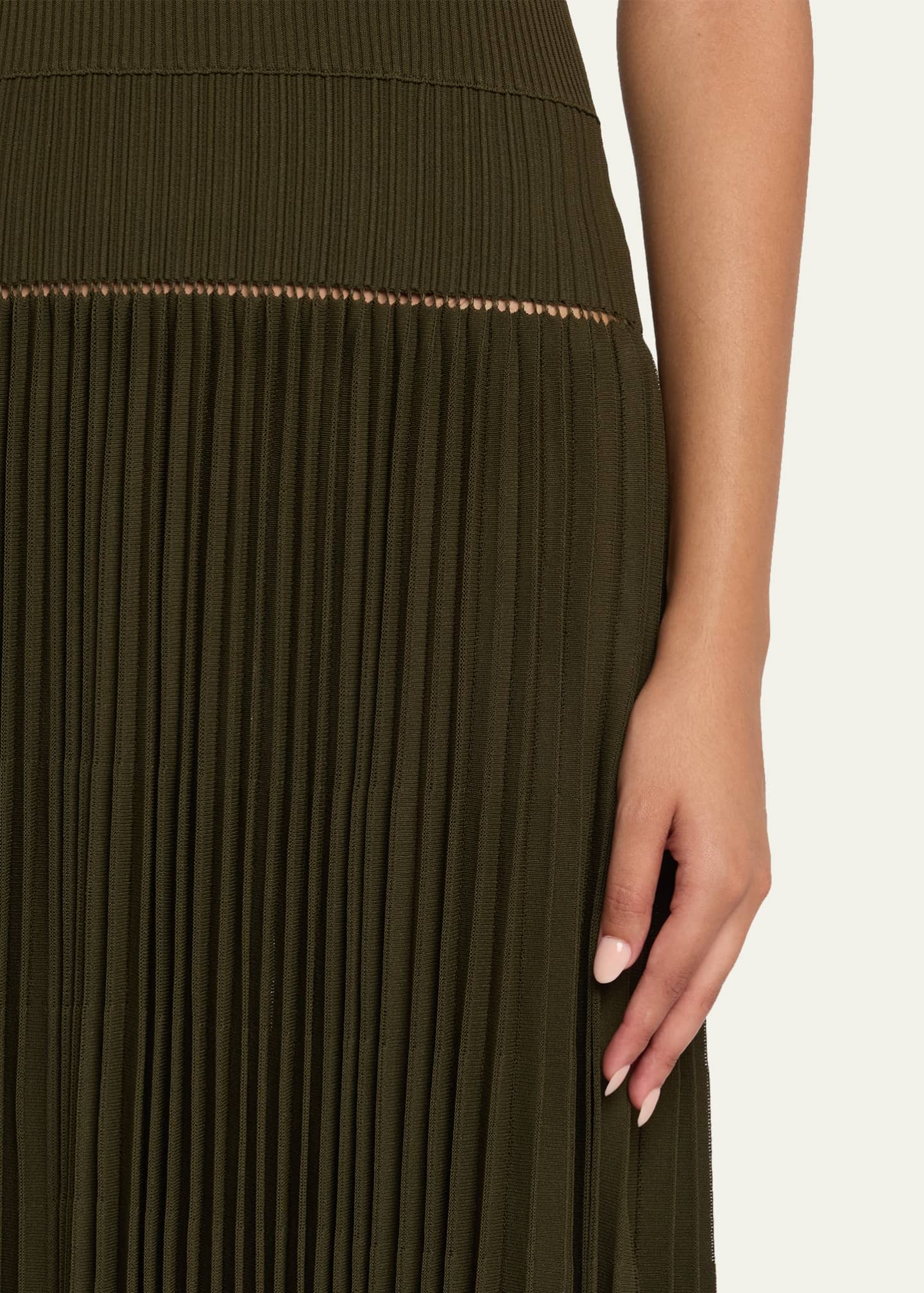 Sleeveless Drop-Waist Pleated Midi Dress