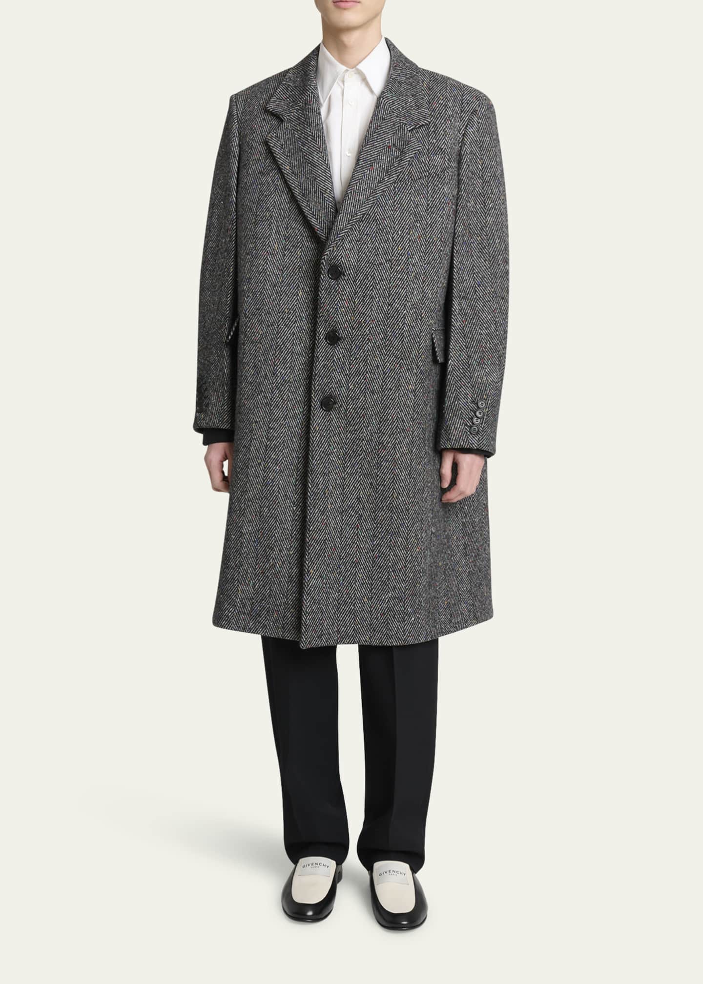 Givenchy Men's Donegal Herringbone Coat - Bergdorf Goodman