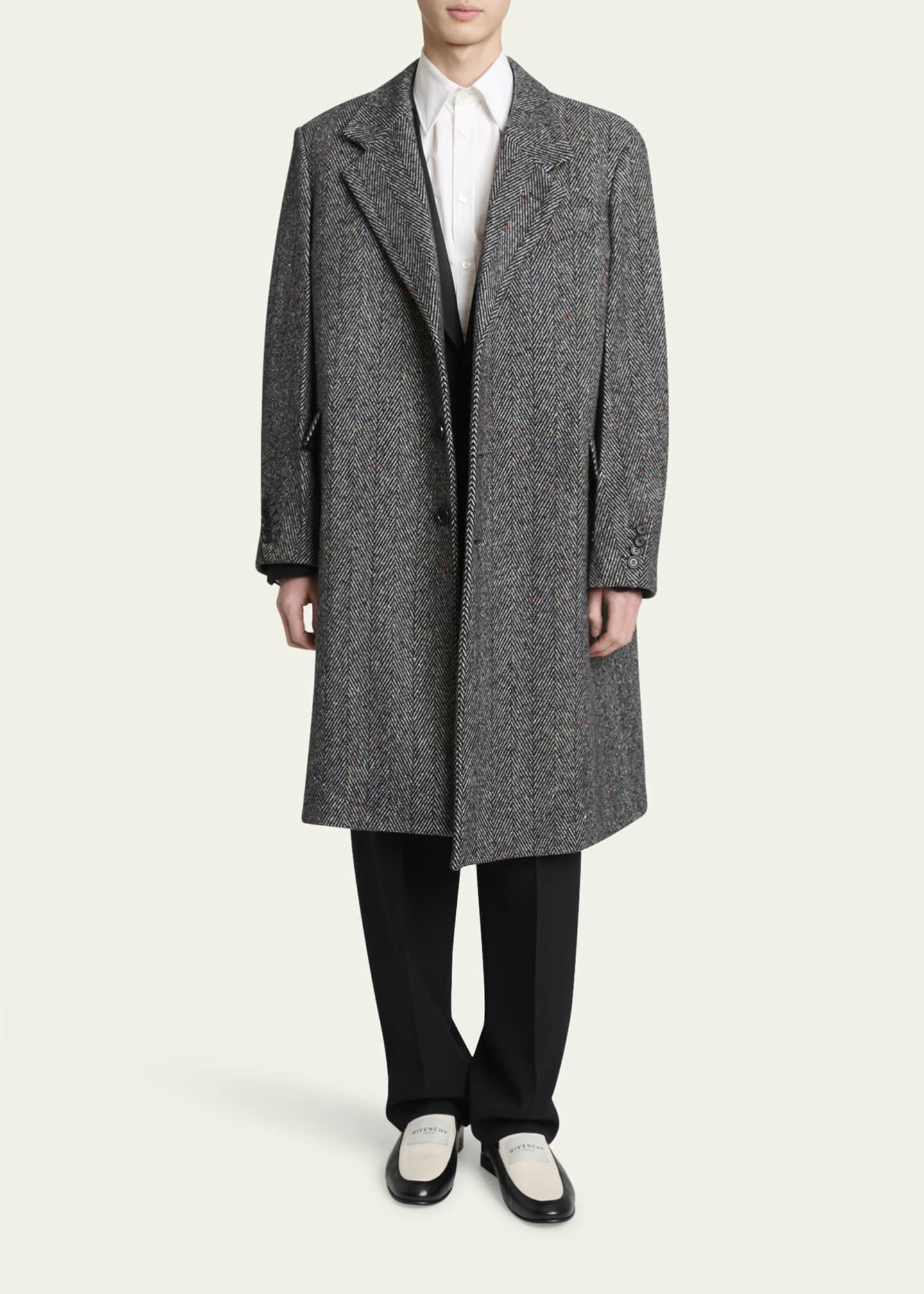 Givenchy Men's Donegal Herringbone Coat - Bergdorf Goodman
