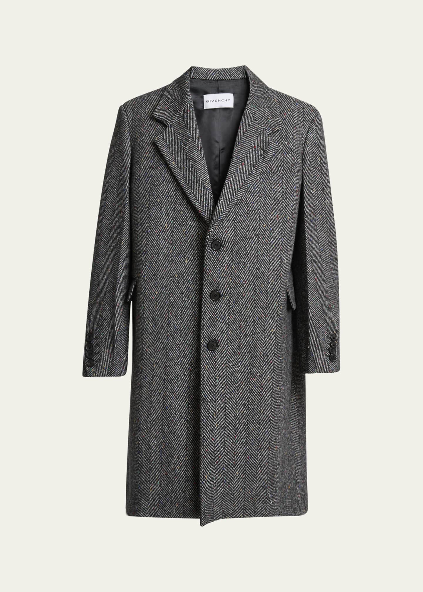 Givenchy Men's Donegal Herringbone Coat - Bergdorf Goodman