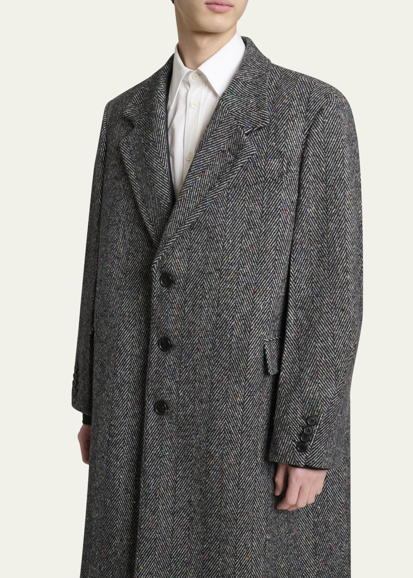 Givenchy ダークグレー ピーコート Givenchy Men's Donegal Herringbone Coat - Bergdorf Goodman