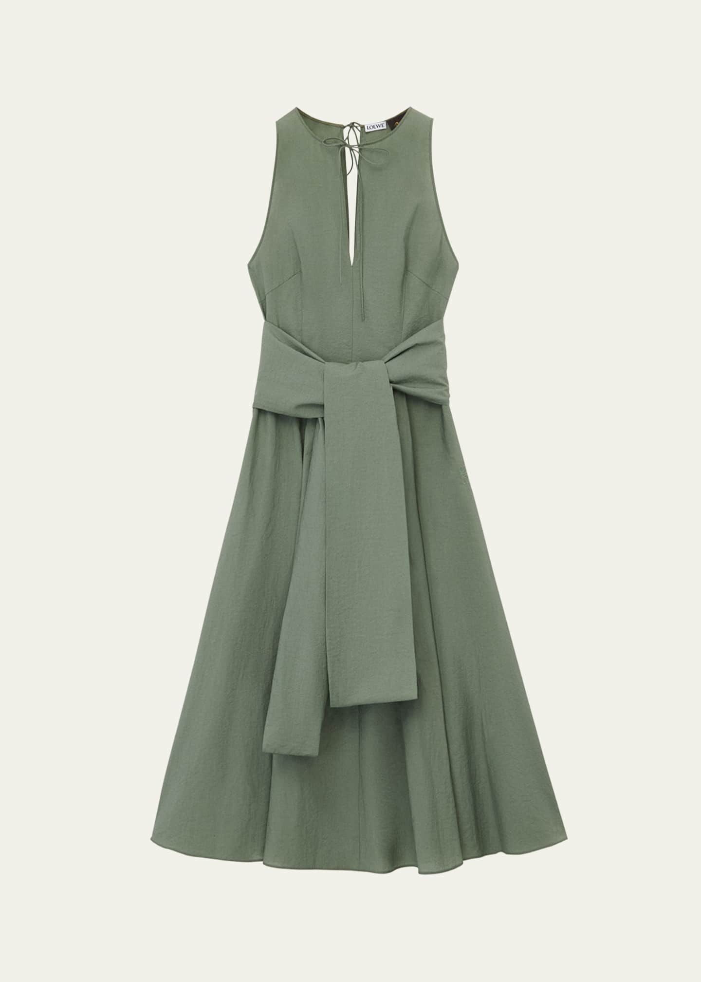 Loewe Draped Tie-Waist Midi Dress Image 1 of 5