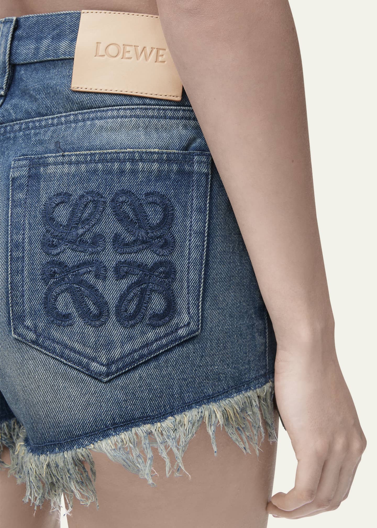Loewe Anagram Detail Frayed Denim Shorts Image 5 of 5