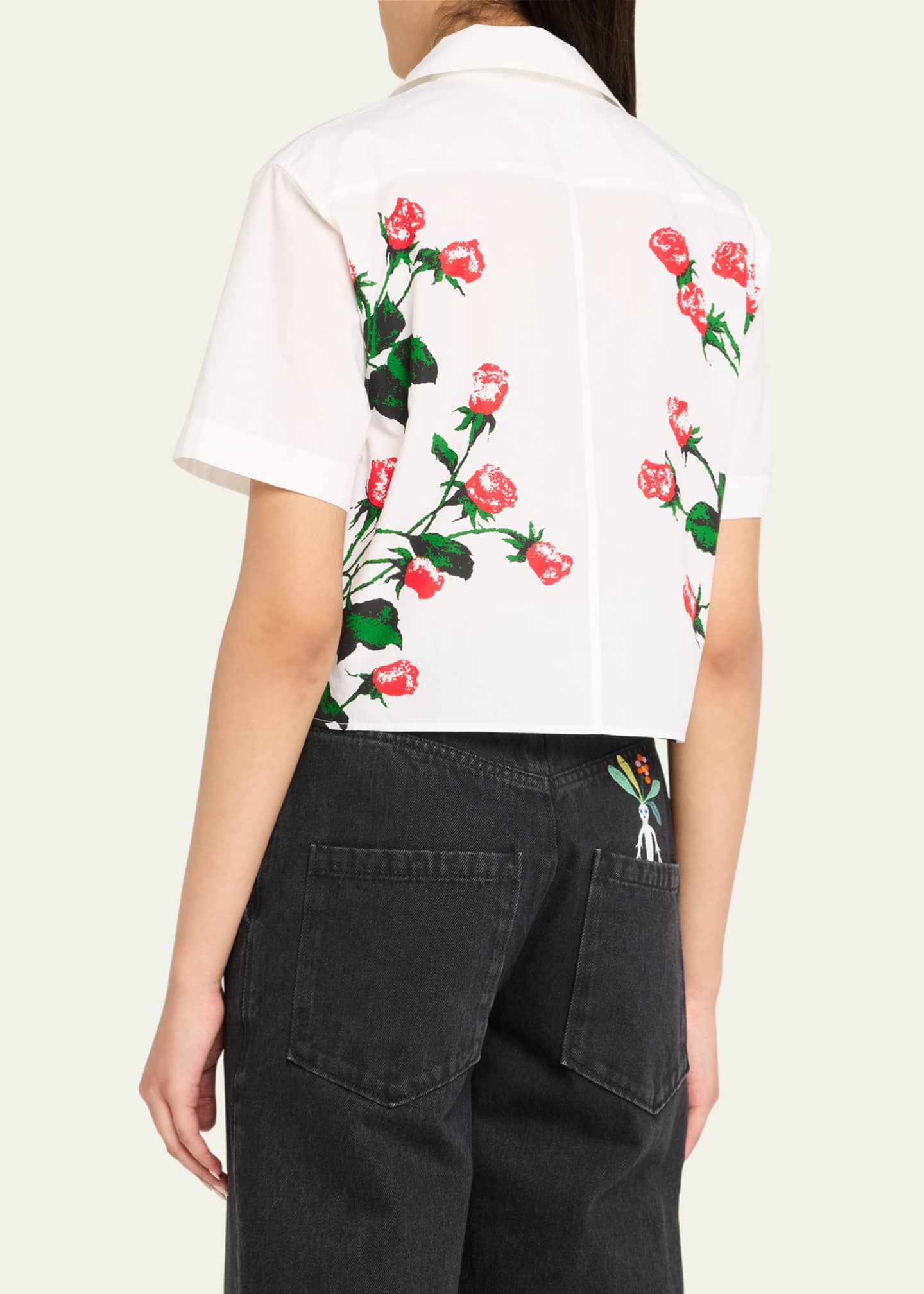 Loewe Flower Print Poplin Cropped Shirt Image 3 of 5