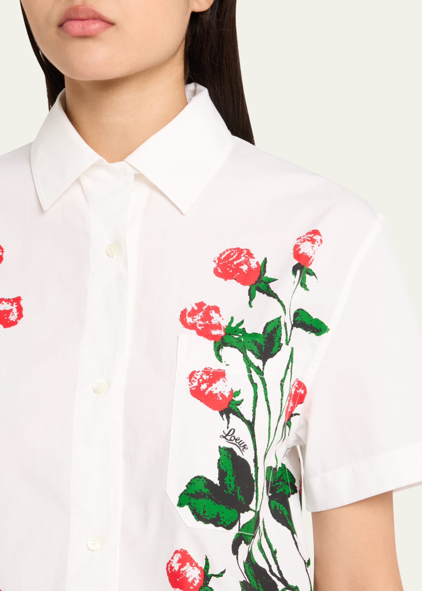 Loewe Flower Print Poplin Cropped Shirt Image 5 of 5