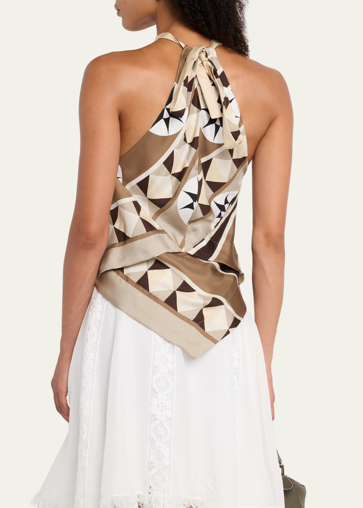 Loewe Anagram Keyhole Geo-Print Silk Halter Top Image 3 of 5