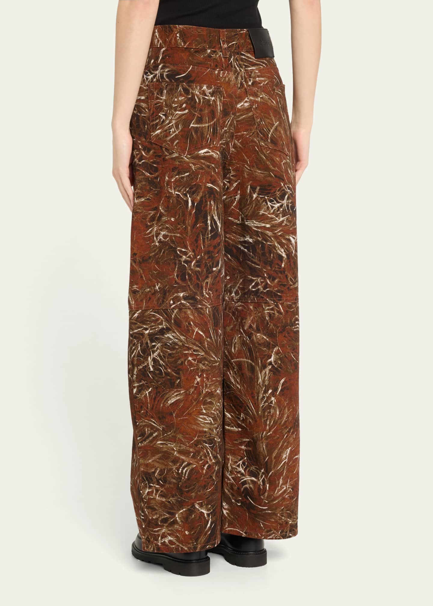 Loewe Feather Printed Denim Wide-Leg Pants Image 3 of 5