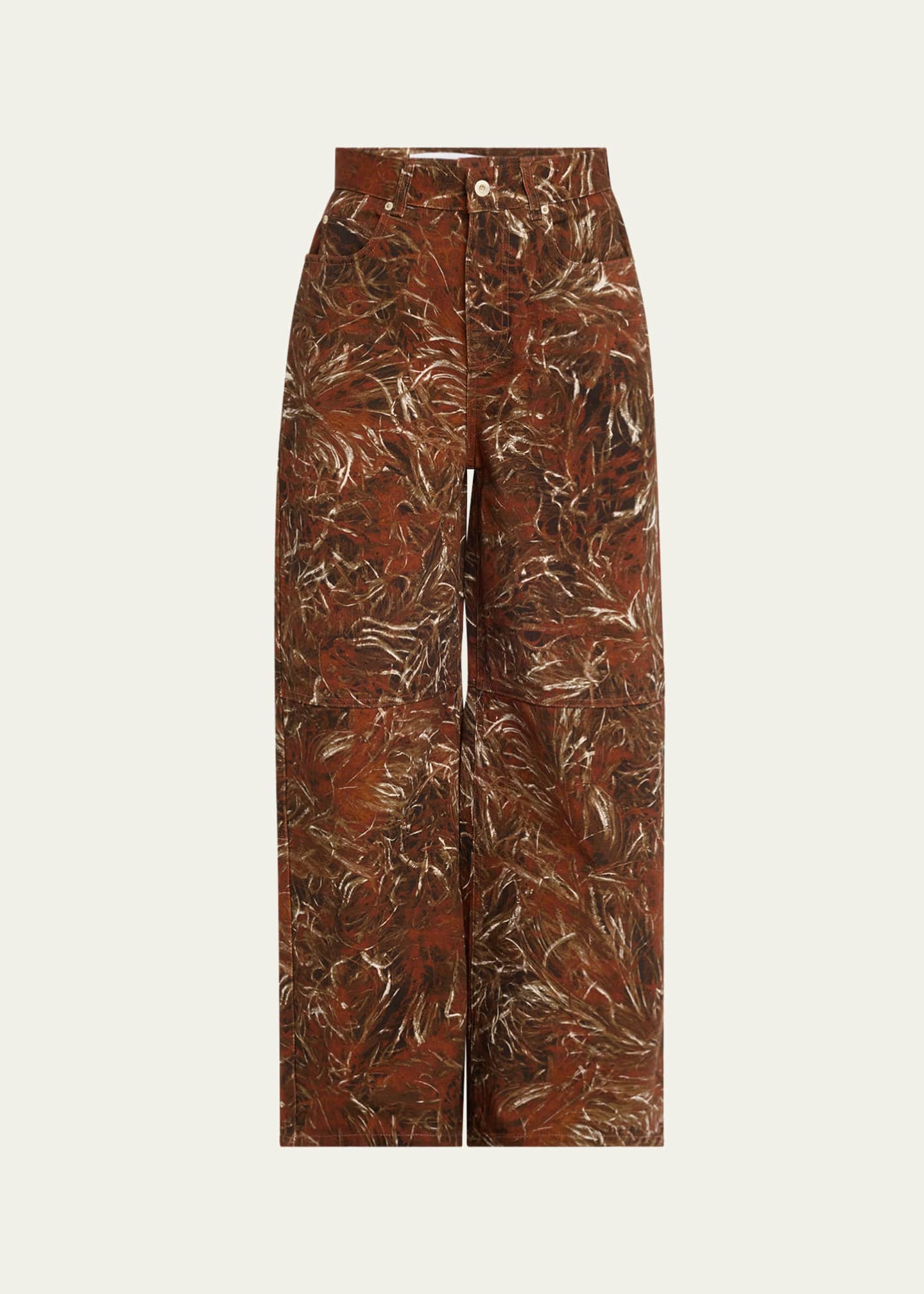 Loewe Feather Printed Denim Wide-Leg Pants Image 1 of 5