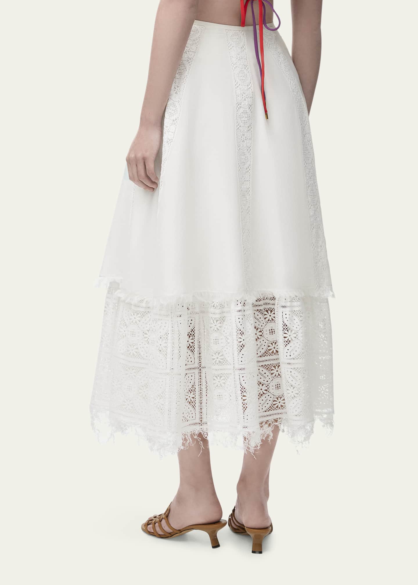 Loewe Lace-Inset Layered Midi Skirt Image 3 of 4