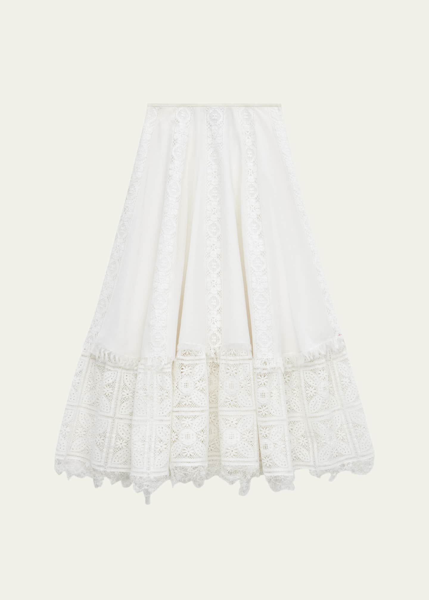 Loewe Lace-Inset Layered Midi Skirt Image 1 of 4