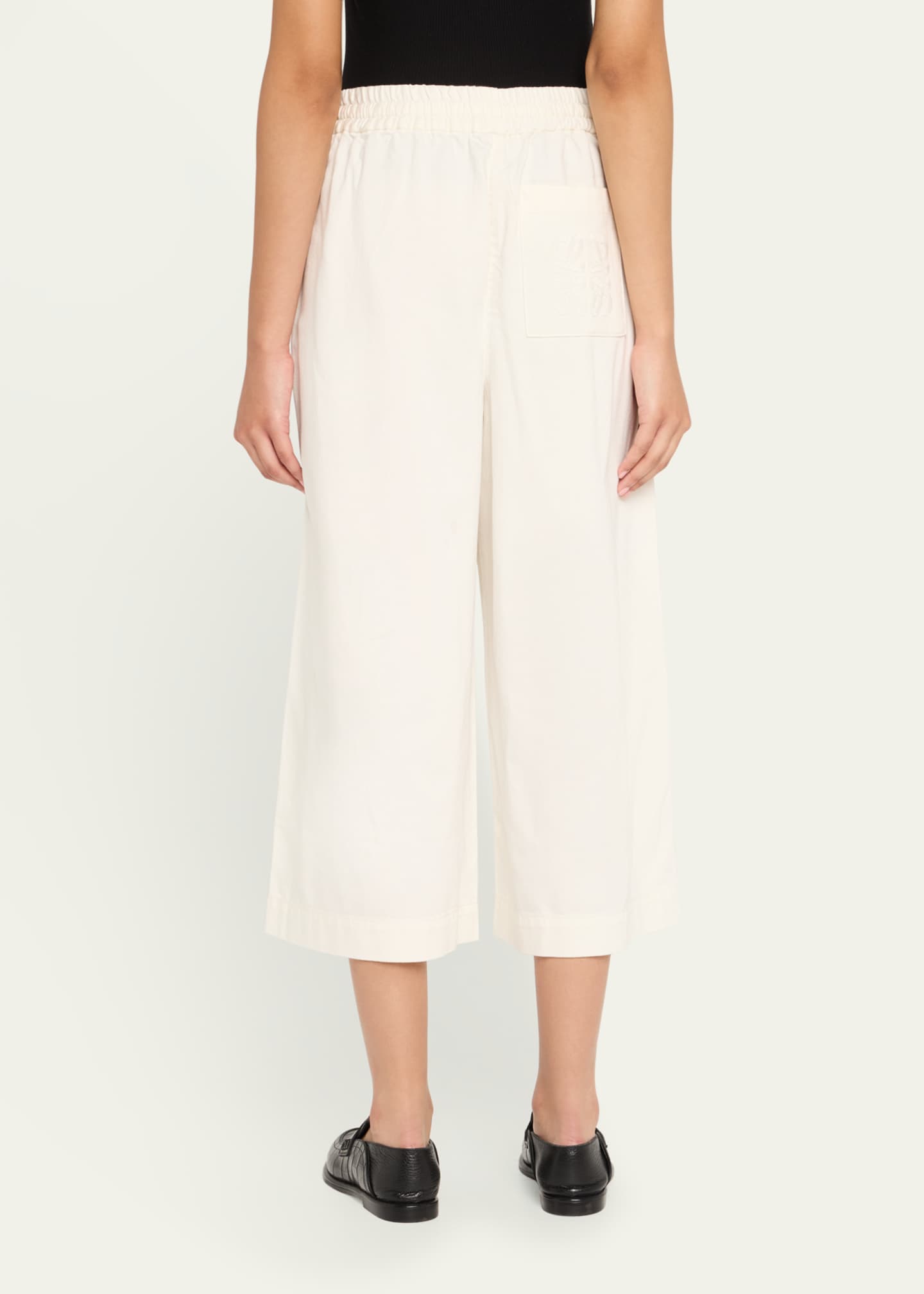 Loewe Anagram Drawstring Wide Leg Cropped Denim Trousers Image 3 of 5