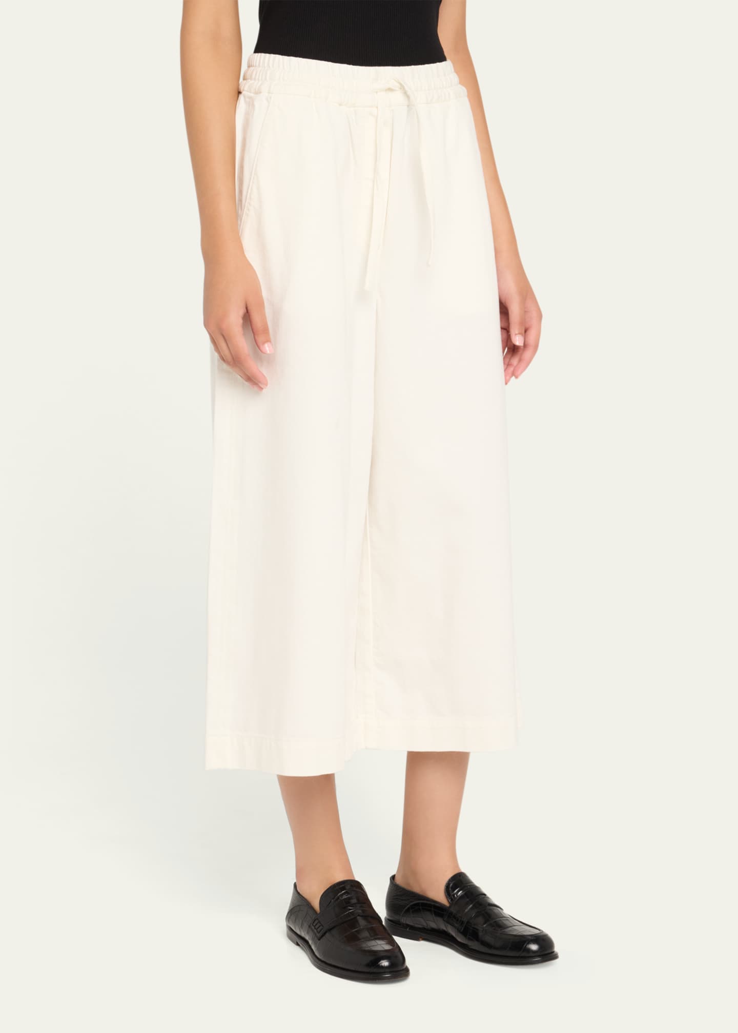 Loewe Anagram Drawstring Wide Leg Cropped Denim Trousers Image 4 of 5