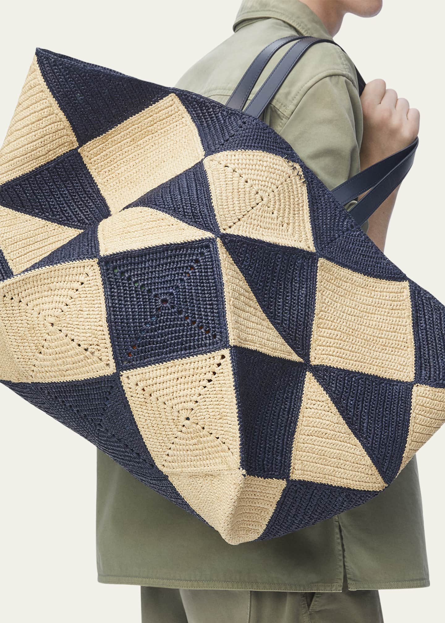 Loewe Men's XXL Puzzle Fold Raffia Tote Bag Image 2 of 4