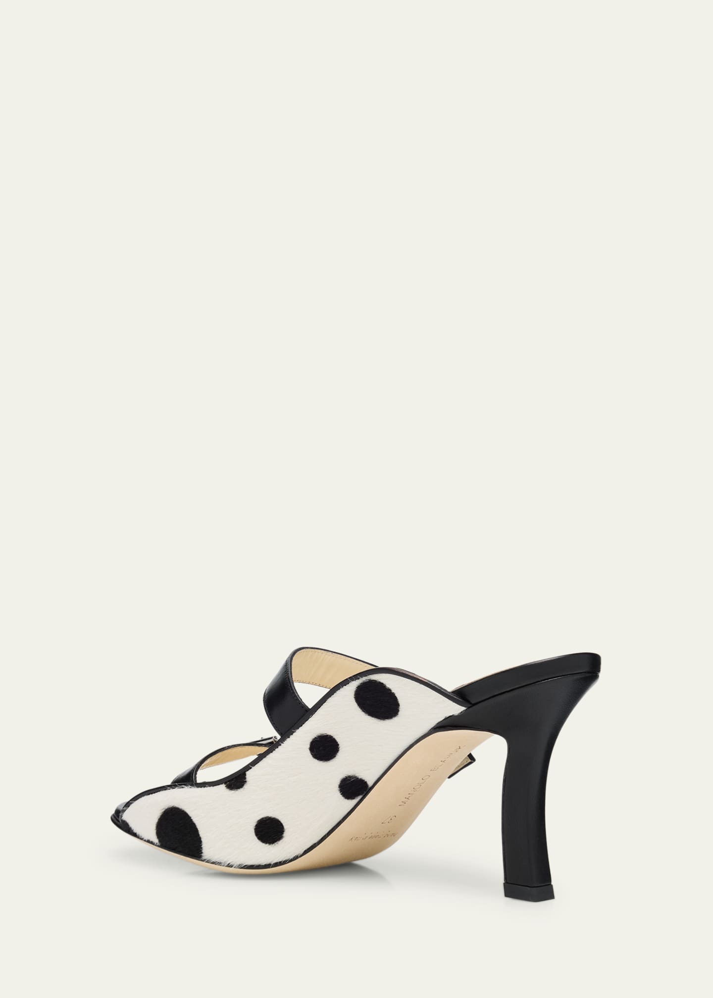 Manolo Blahnik Capbal Polka Dot Calf Hair Mule Sandals Image 2 of 4