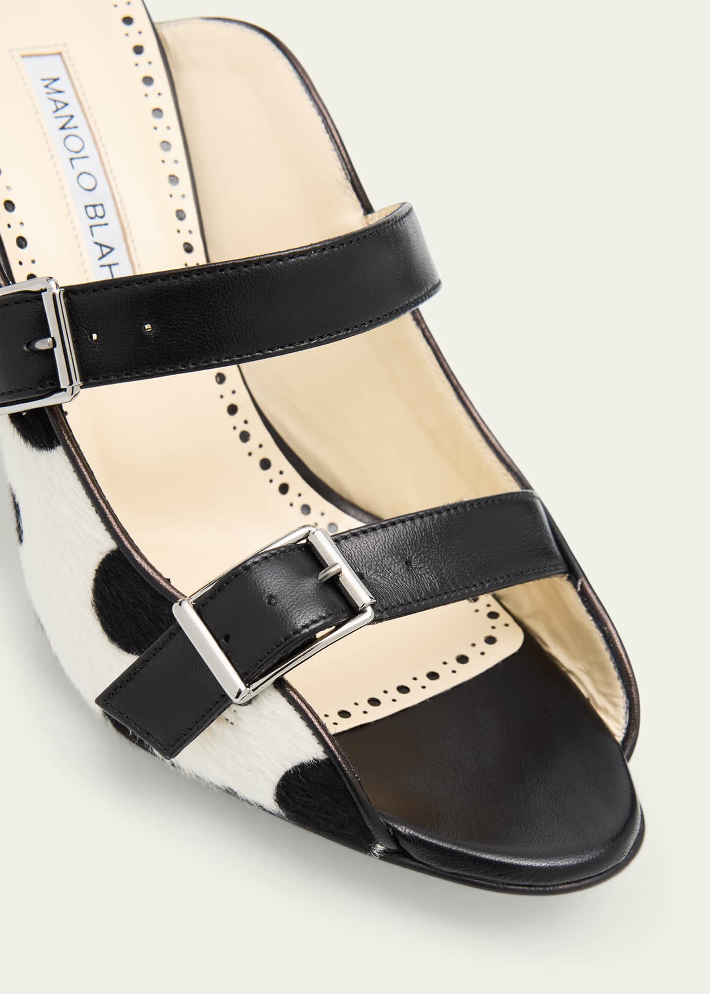 Manolo Blahnik Capbal Polka Dot Calf Hair Mule Sandals Image 3 of 4