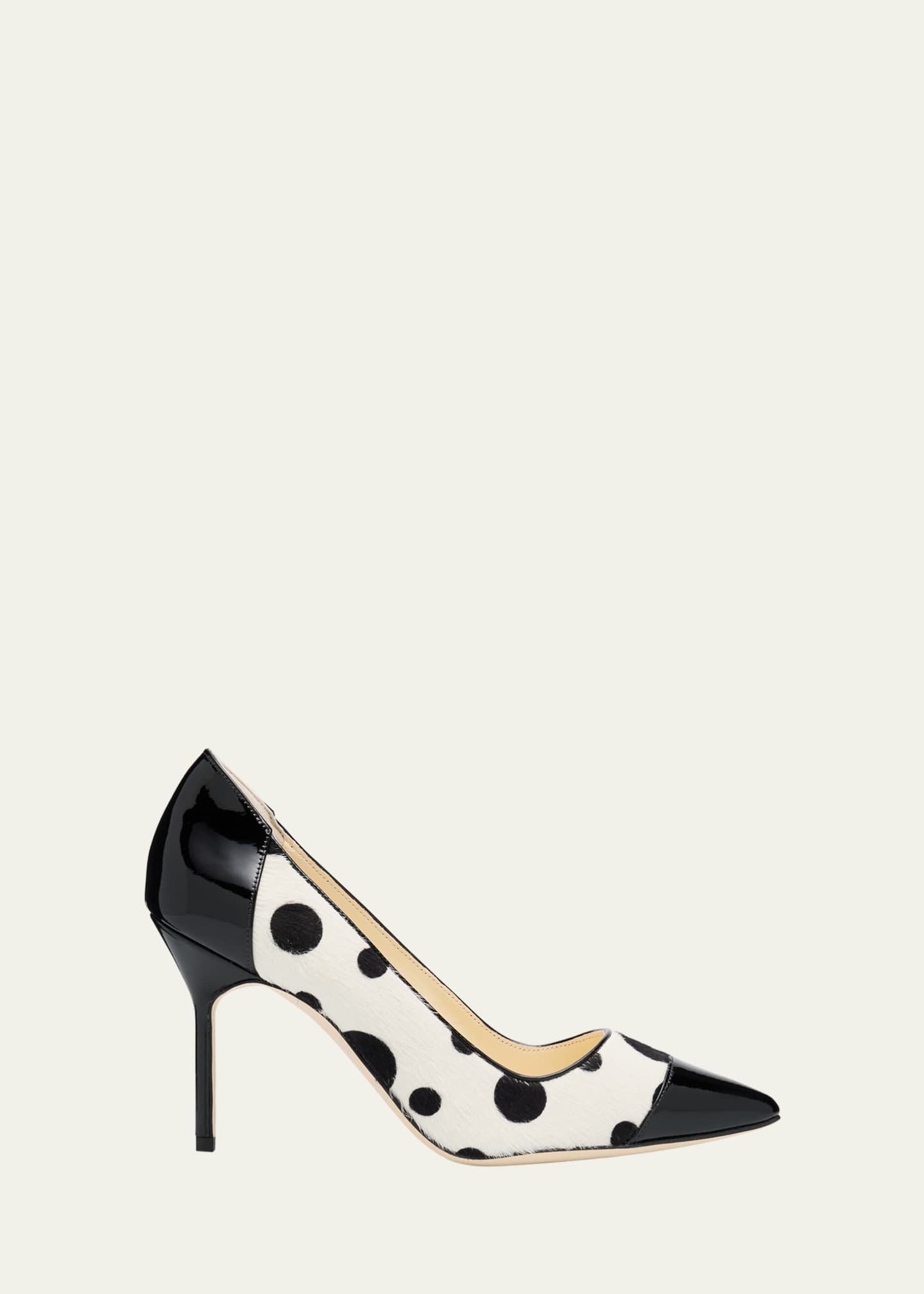 Manolo Blahnik Capcour Polka Dot Mixed-Media Pumps Image 1 of 4