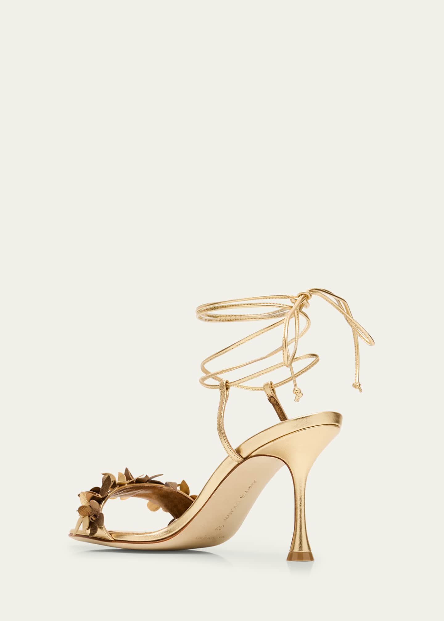 Manolo Blahnik Anista Floral Metallic Leather Sandals Image 2 of 4
