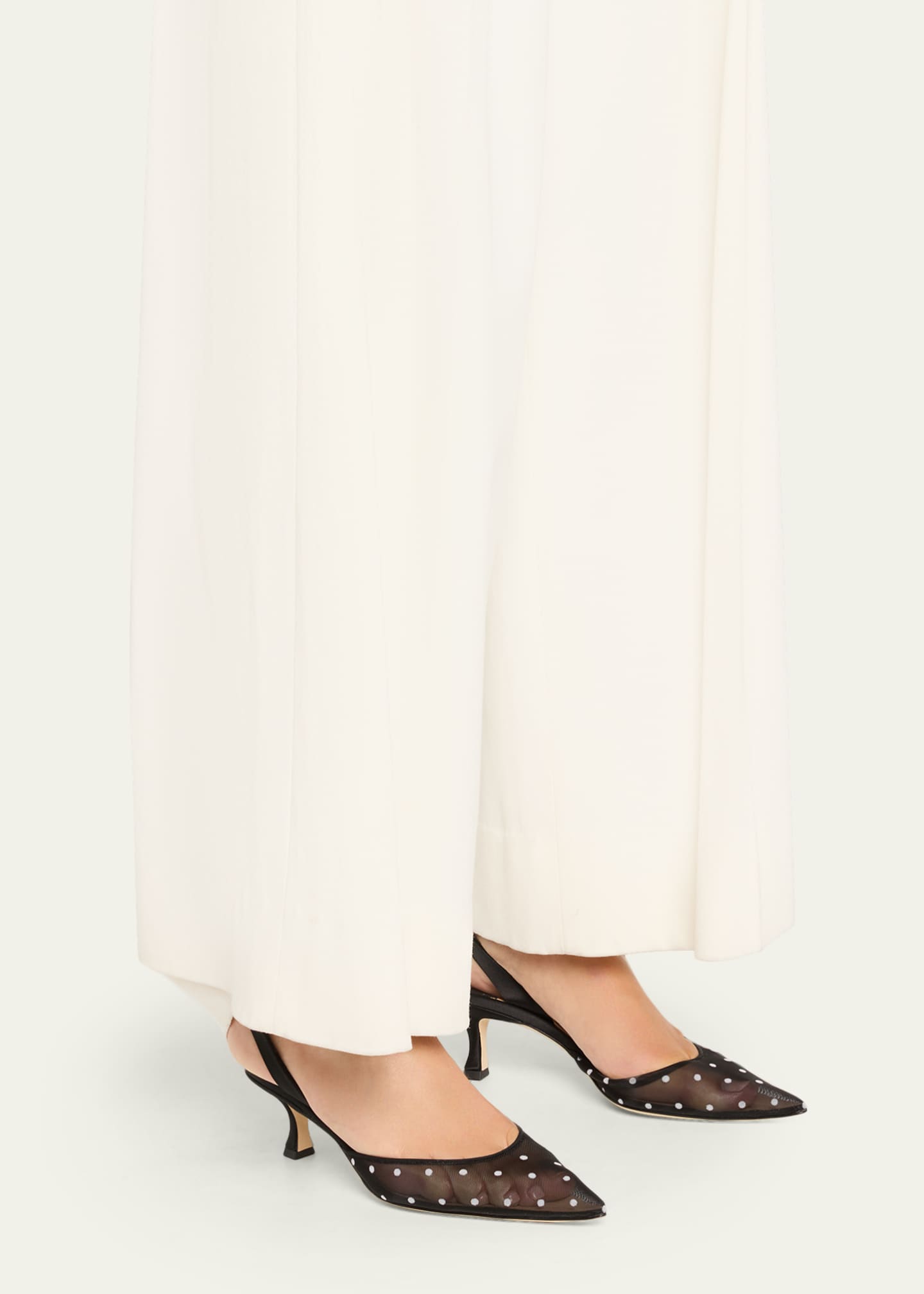 Manolo Blahnik Carolyne Polka-Dot Mesh Pumps Image 2 of 6