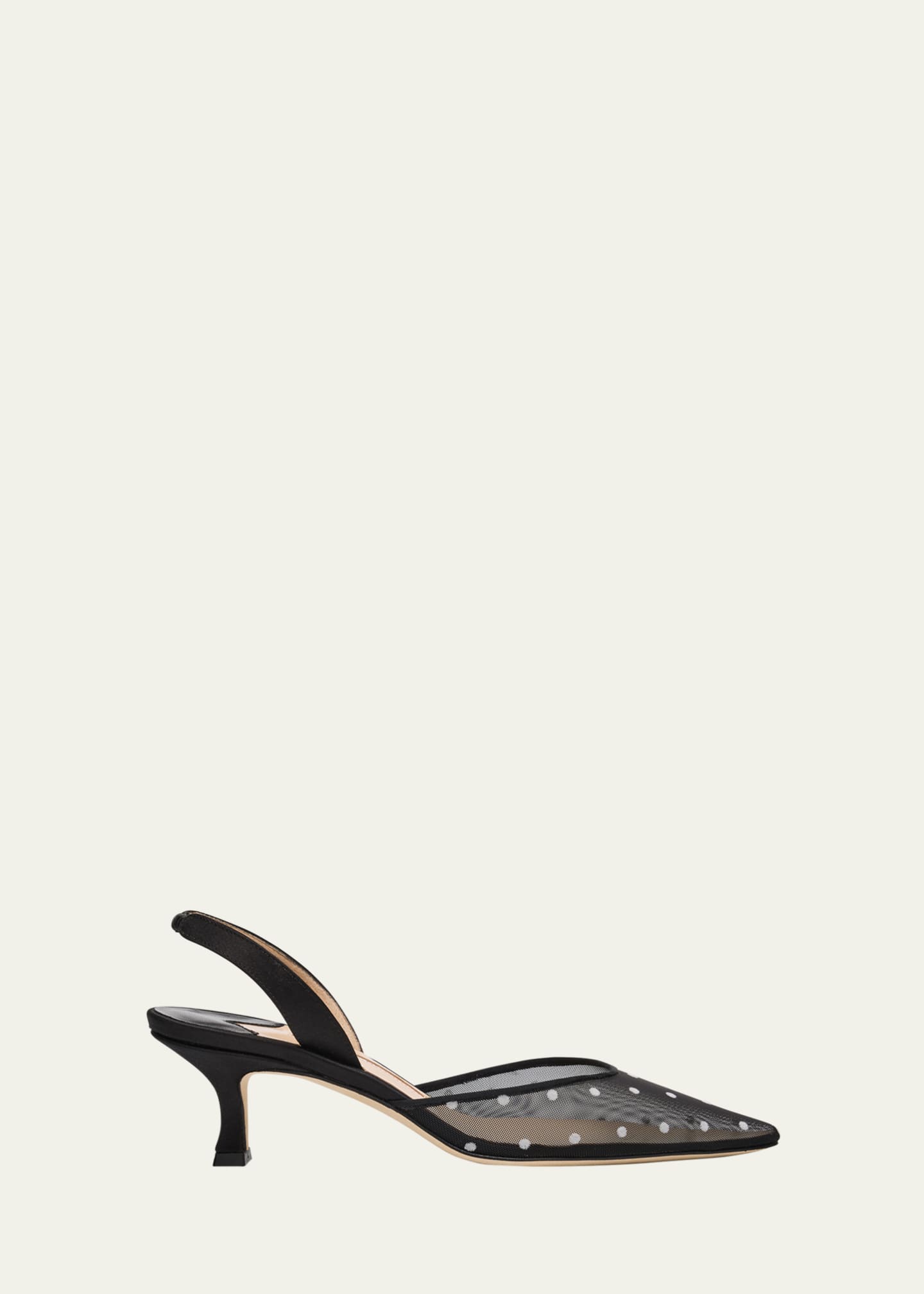 Manolo Blahnik Carolyne Polka-Dot Mesh Pumps Image 1 of 6