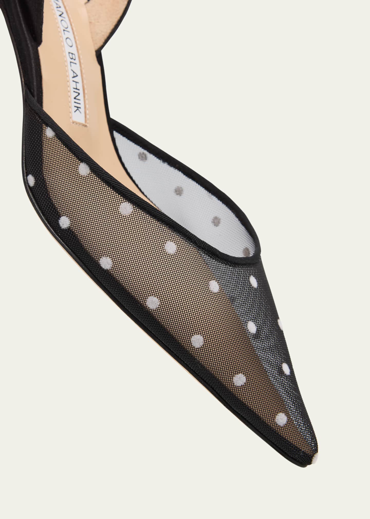 Manolo Blahnik Carolyne Polka-Dot Mesh Pumps Image 5 of 6