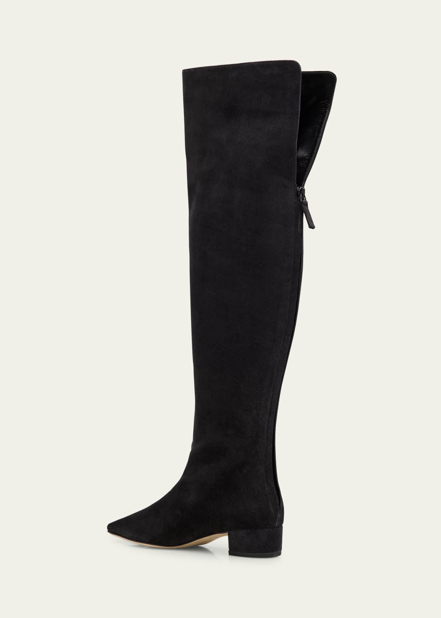 Manolo Blahnik Gore Suede Block Heel Knee Boots Image 2 of 4