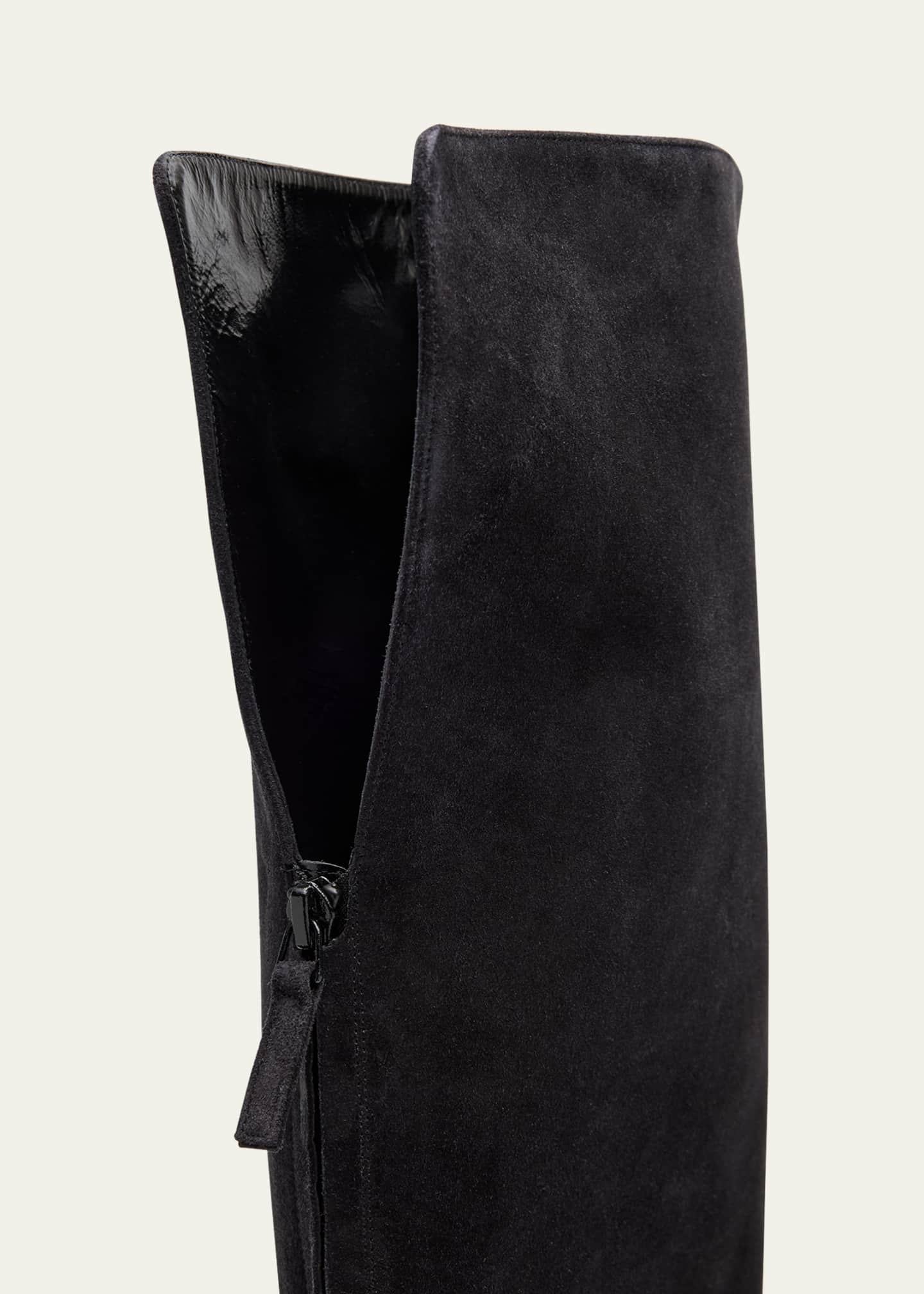 Manolo Blahnik Gore Suede Block Heel Knee Boots Image 3 of 4