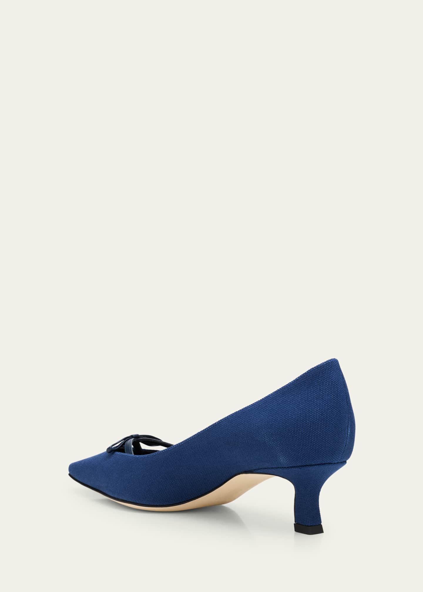 Manolo Blahnik Grafa Woven Bow Kitten Pumps Image 2 of 4