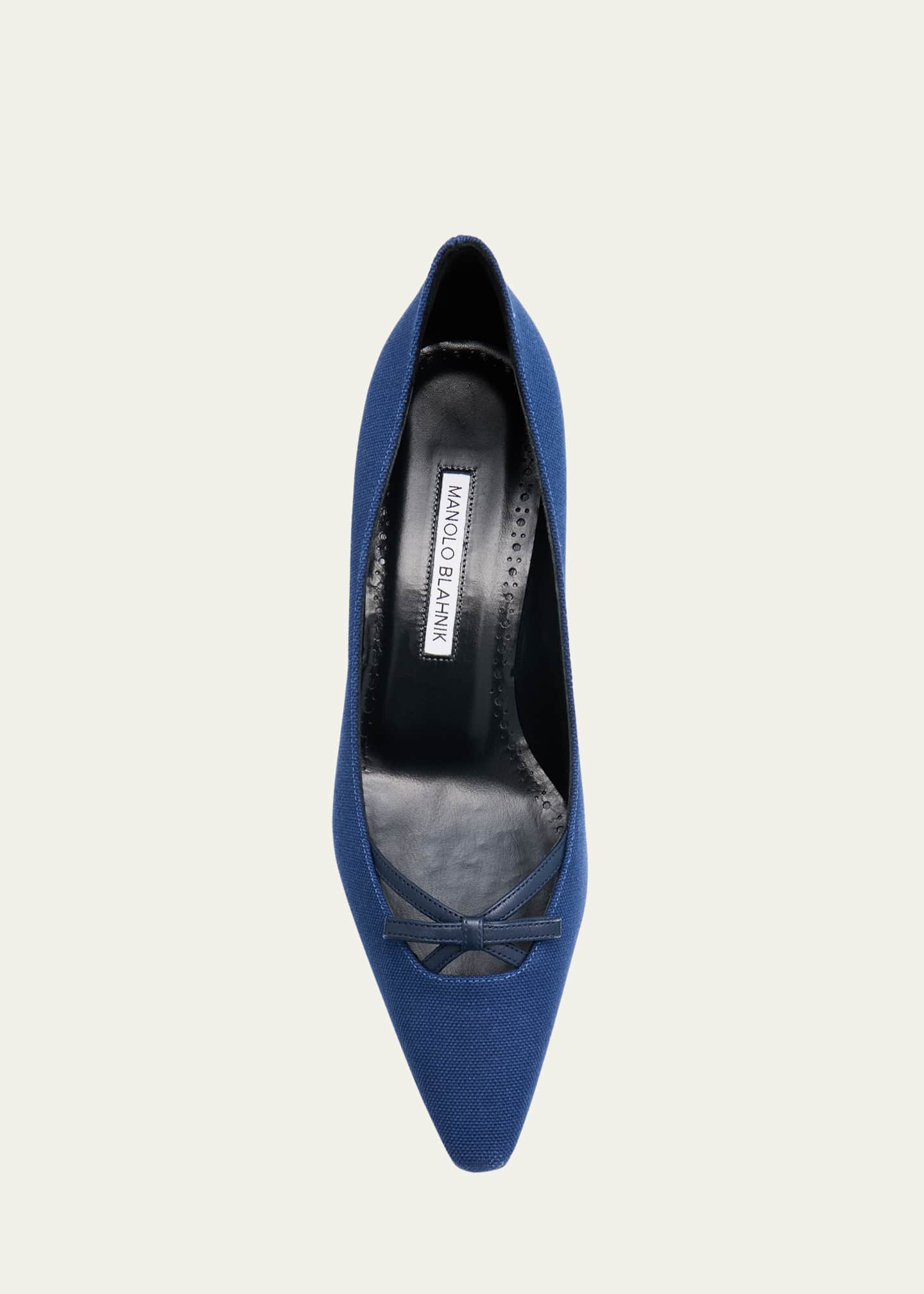 Manolo Blahnik Grafa Woven Bow Kitten Pumps Image 4 of 4