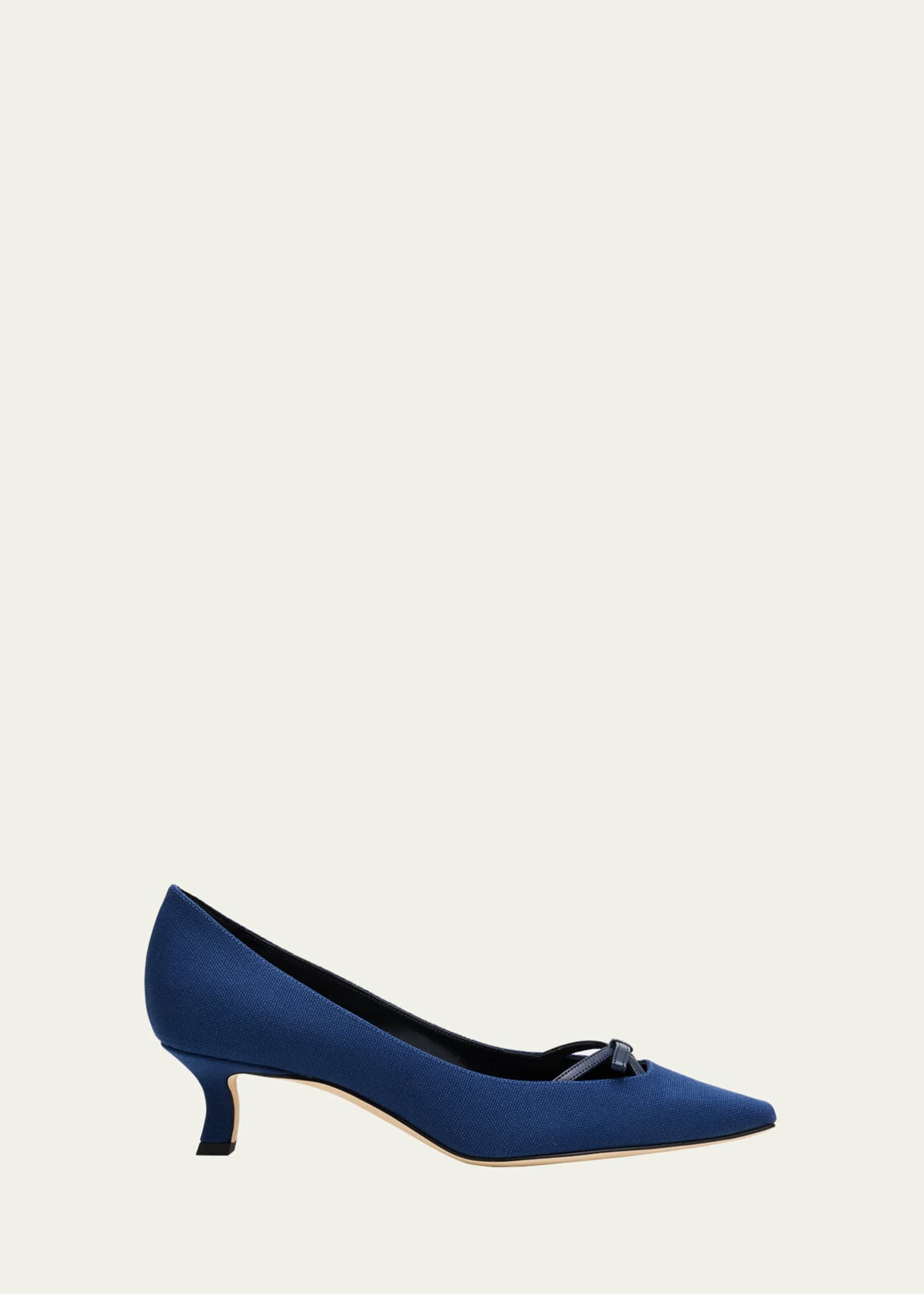 Manolo Blahnik Grafa Woven Bow Kitten Pumps Image 1 of 4