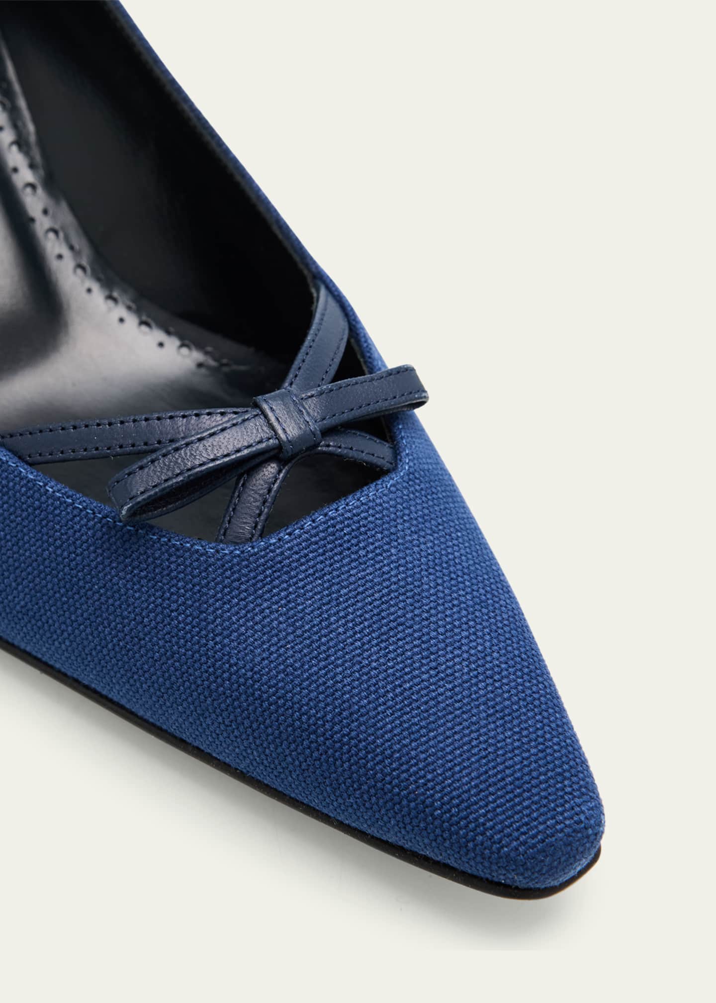 Manolo Blahnik Grafa Woven Bow Kitten Pumps Image 3 of 4