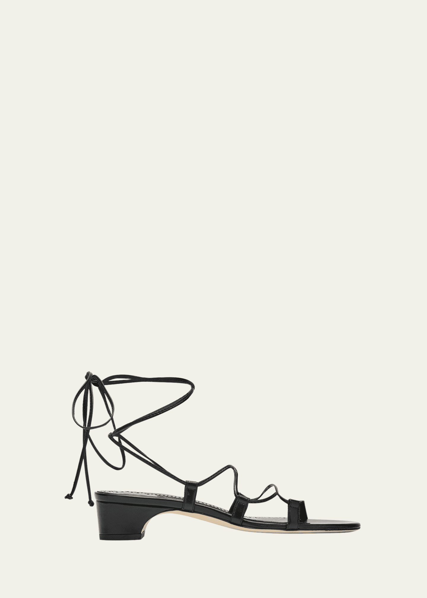 Manolo Blahnik Dellasan Leather Kitten-Heel Sandals Image 1 of 4