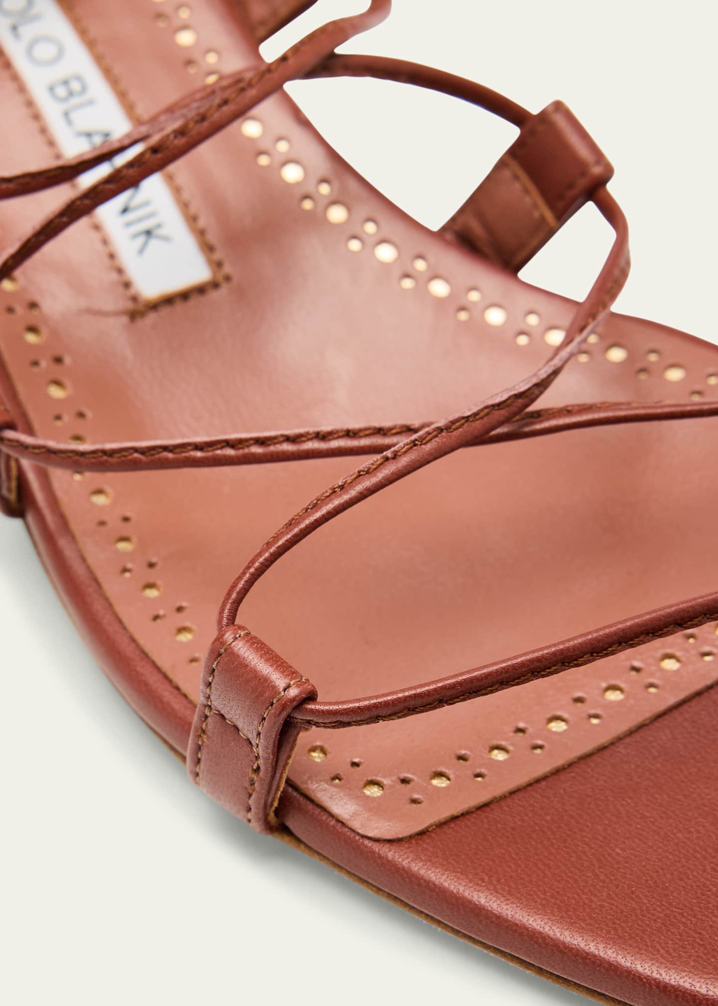 Manolo Blahnik Dellasan Leather Kitten-Heel Sandals - Bergdorf Goodman