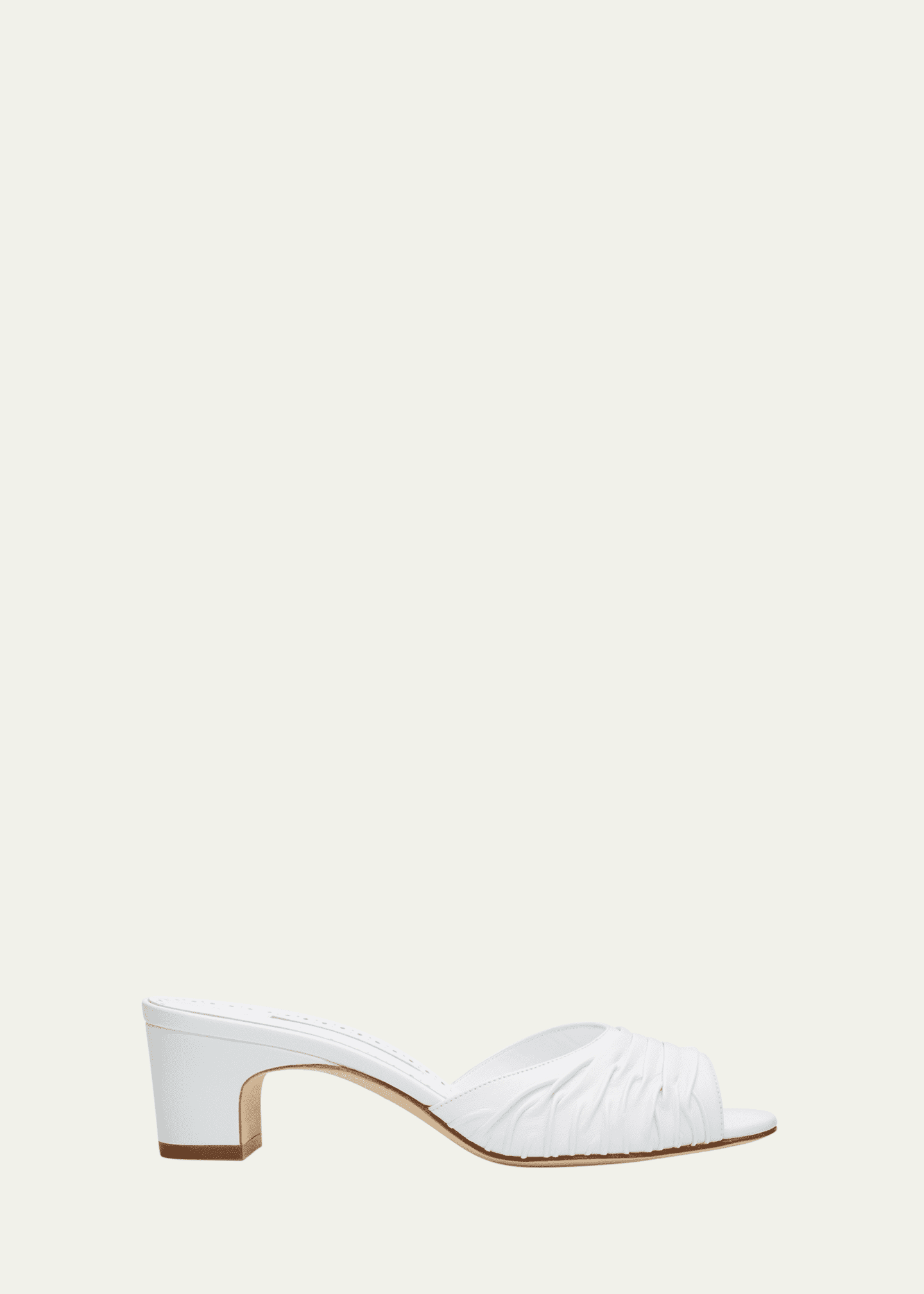 Manolo Blahnik Ruched Leather Slide Sandals - Bergdorf Goodman