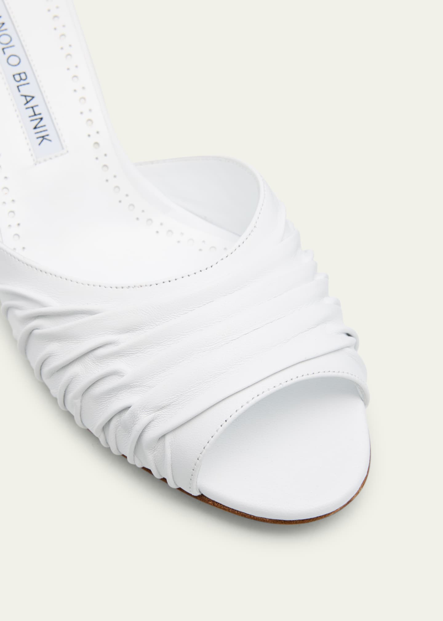 Manolo Blahnik Ruched Leather Slide Sandals - Bergdorf Goodman