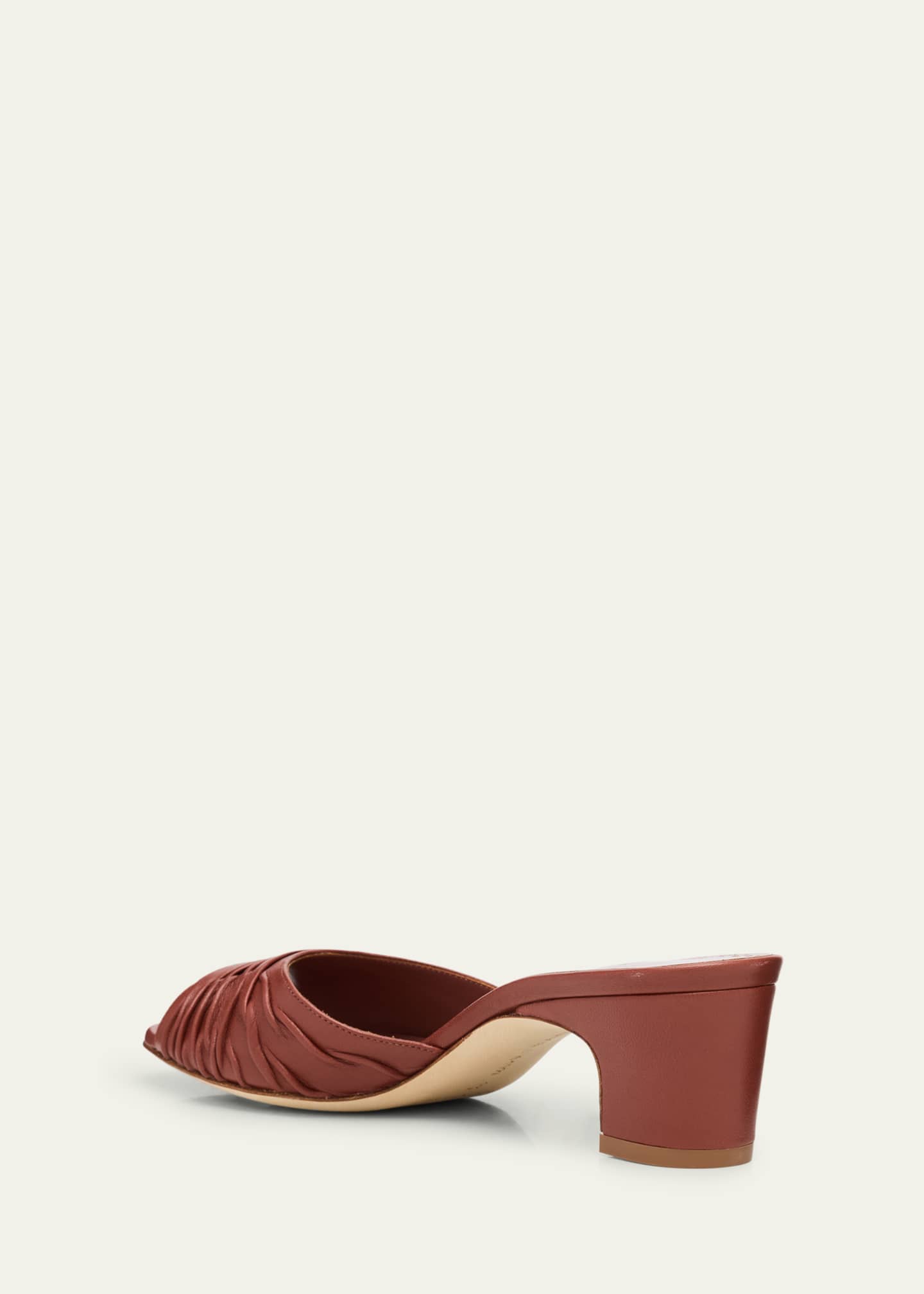 Manolo Blahnik Ruched Leather Slide Sandals Image 2 of 4