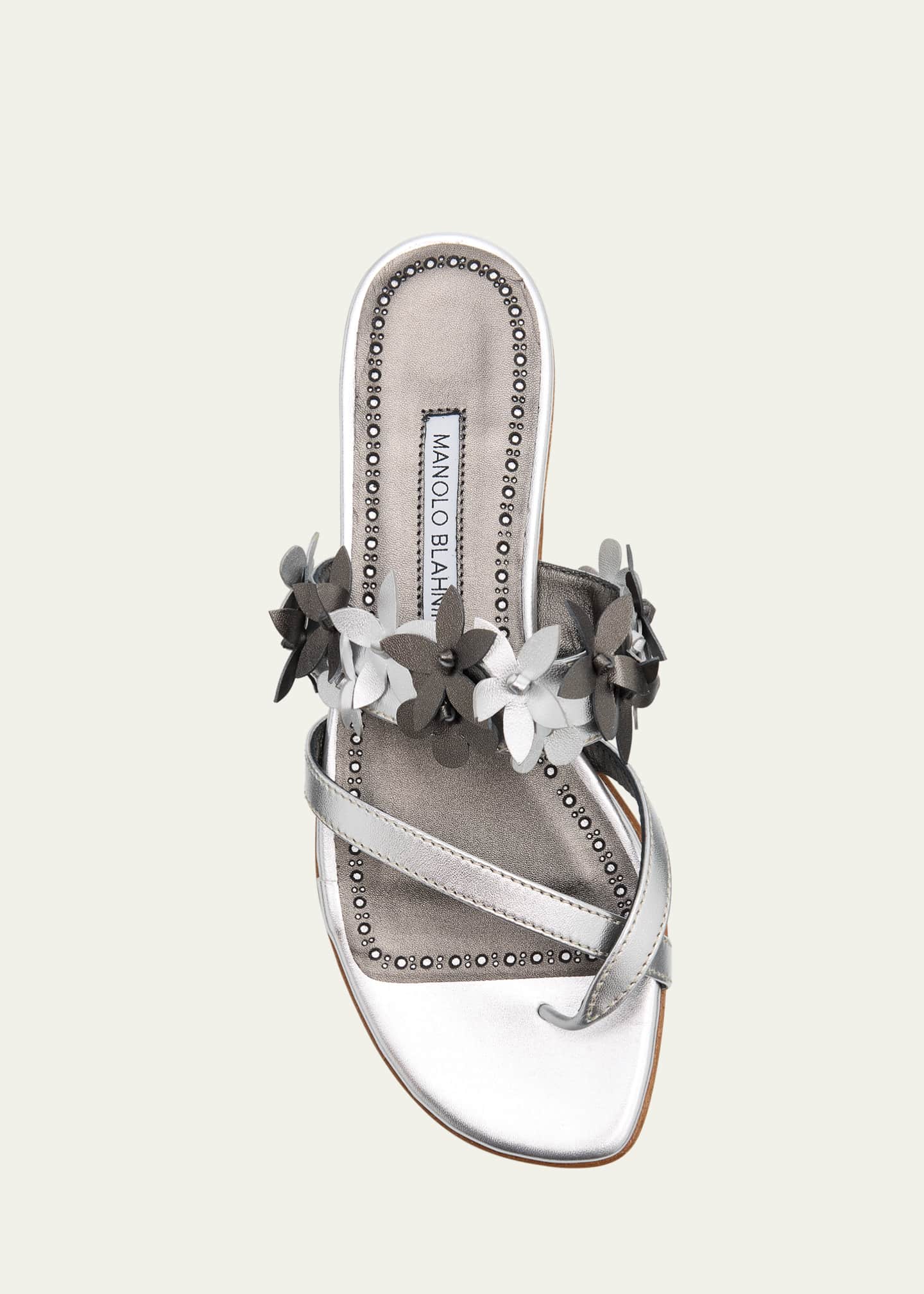 Manolo Blahnik Fiosa Leather Flat Sandals Image 4 of 4