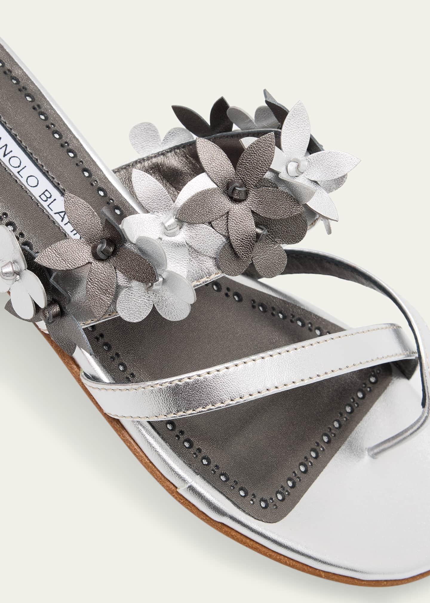 Manolo Blahnik Fiosa Leather Flat Sandals Image 3 of 4