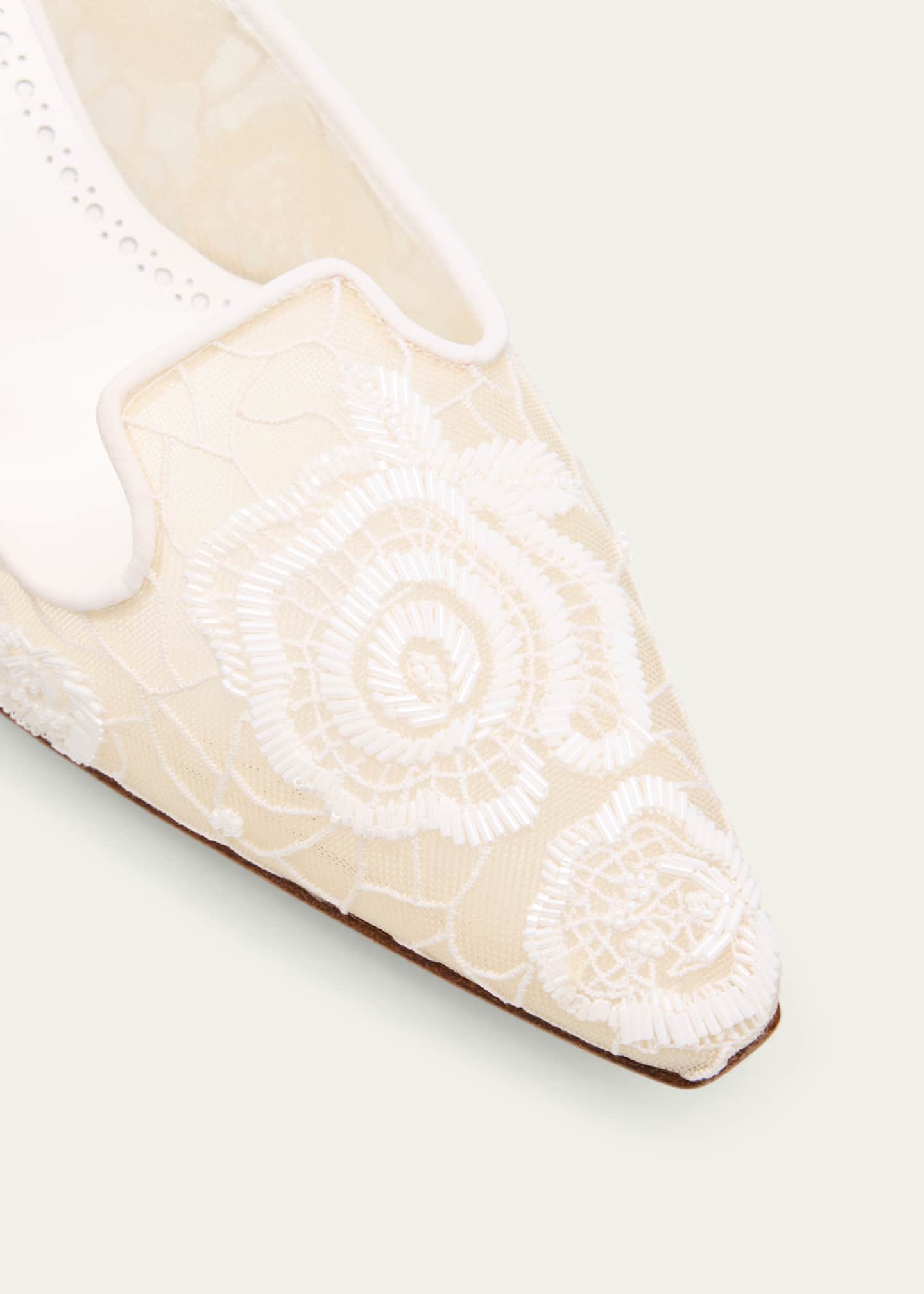 Manolo Blahnik Milandrasli Beaded Floral Lace Pumps Image 3 of 4