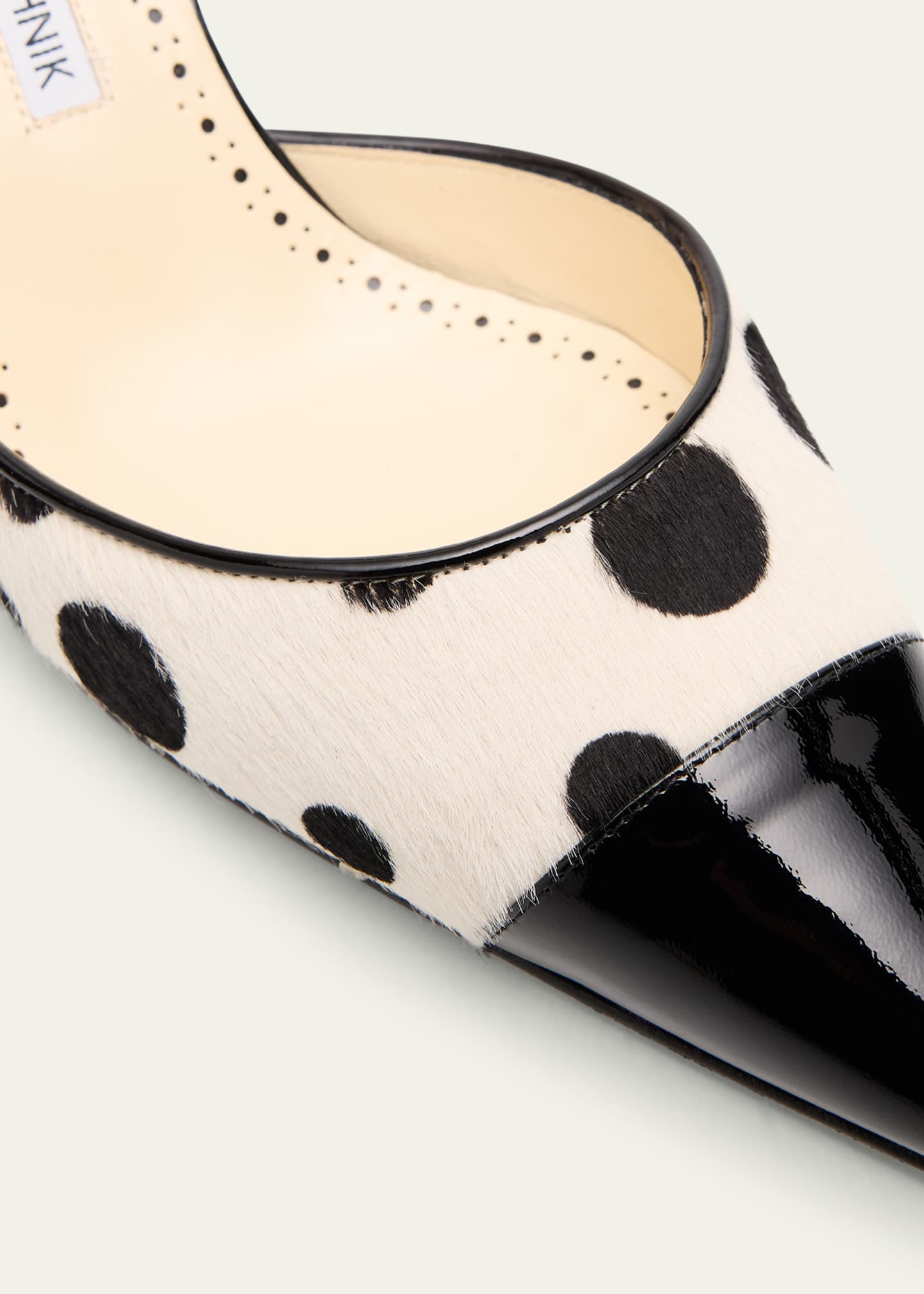Capsli Polka-Dot Calf Hair and Patent Leather Pumps
