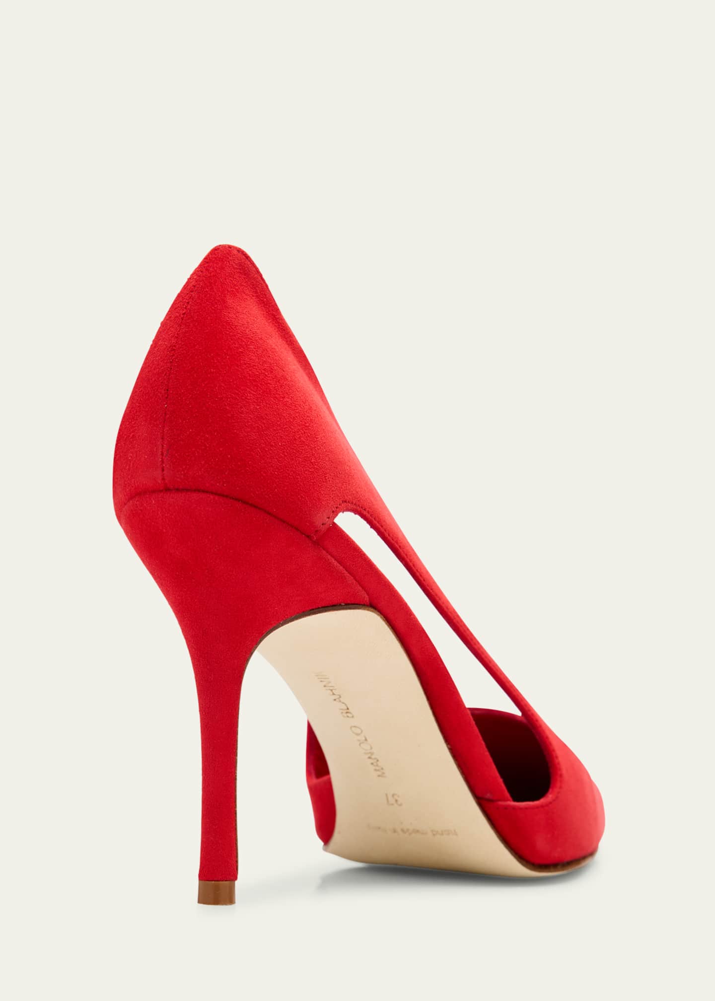 Manolo Blahnik Boukefalos Suede Cut-Out Pumps - Bergdorf Goodman