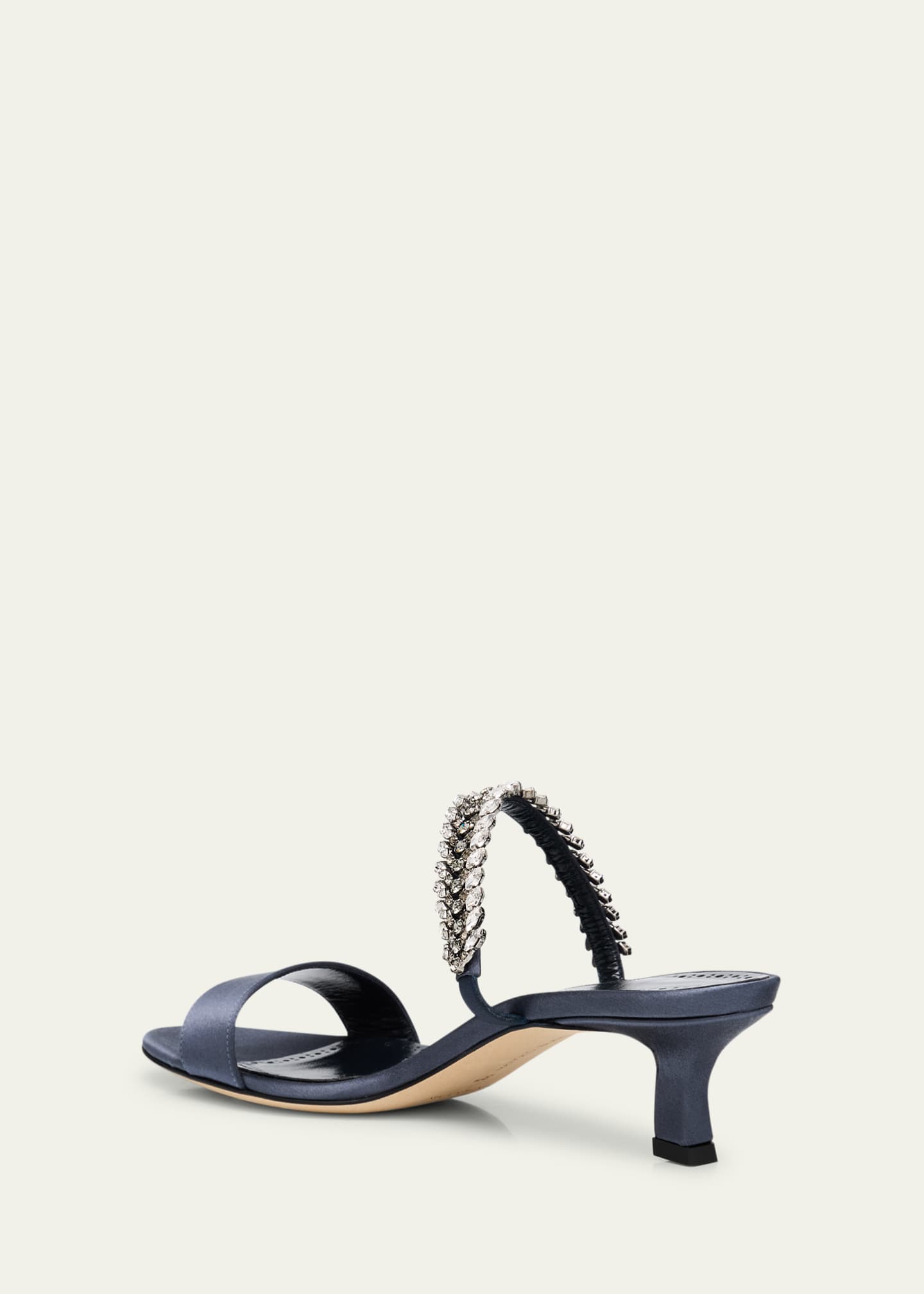 Manolo Blahnik Kifasan Embellished Satin Kitten-Heel Sandals Image 4 of 6