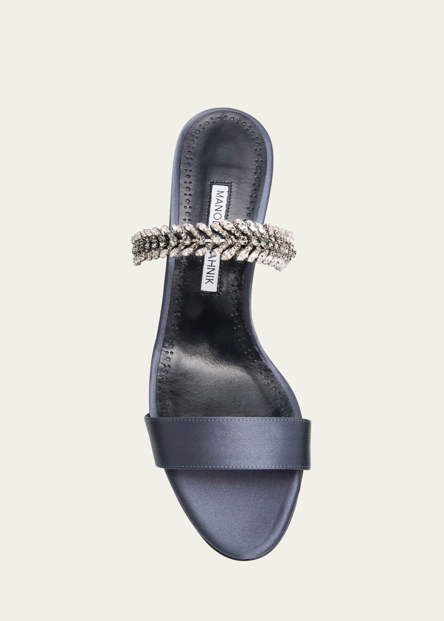 Manolo Blahnik Kifasan Embellished Satin Kitten-Heel Sandals Image 6 of 6