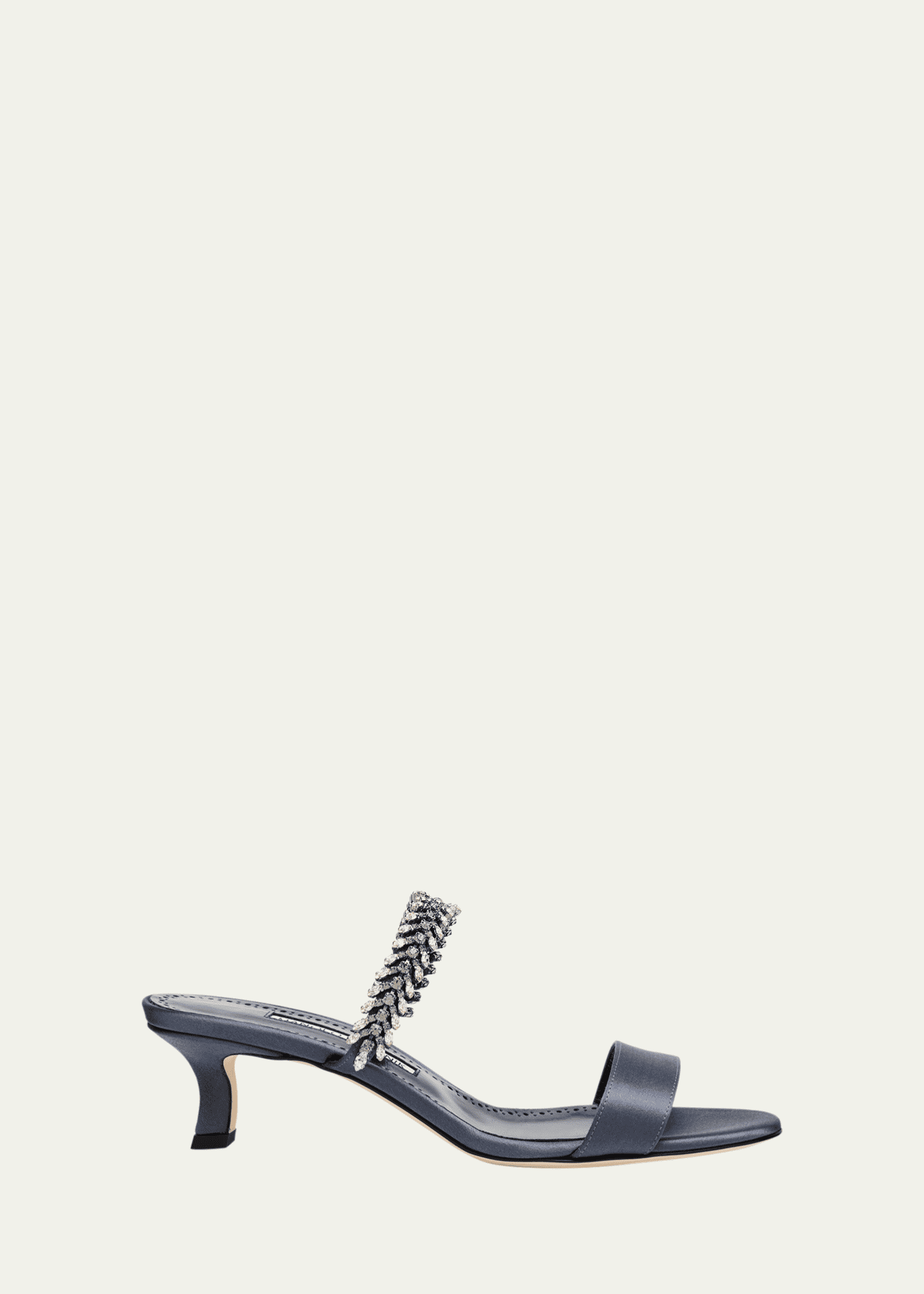 Manolo Blahnik Kifasan Embellished Satin Kitten-Heel Sandals Image 1 of 6